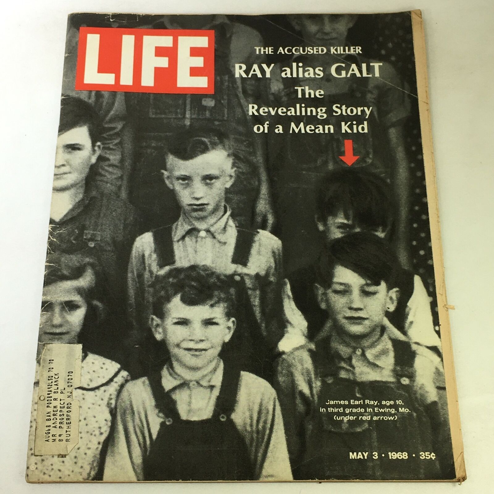 VTG Life Magazine May 3 1968 - Young James Earl Ray in 3rd Grade at Ewing, Mo.