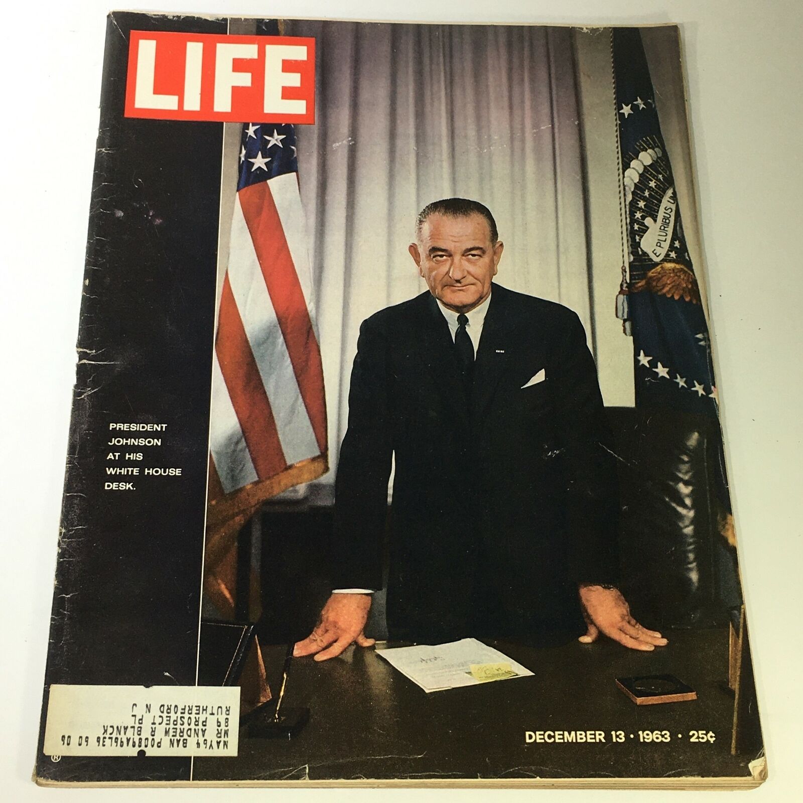 VTG Life Magazine December 13 1963 - Pres. Lyndon B. Johnson at White House Desk