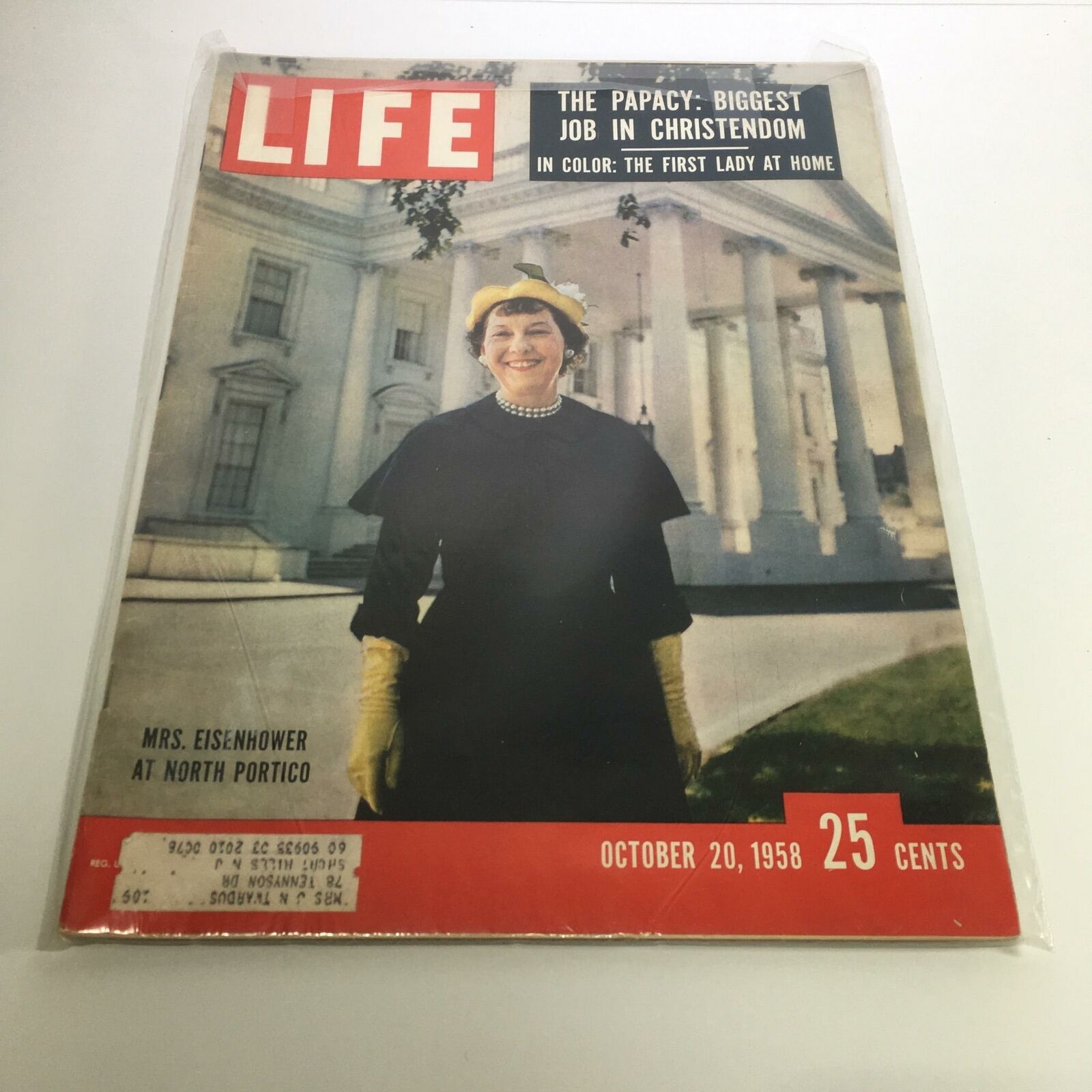 Life Magazine October 20 1958 First Lady Mrs. Mamie Eisenhower at North Portico