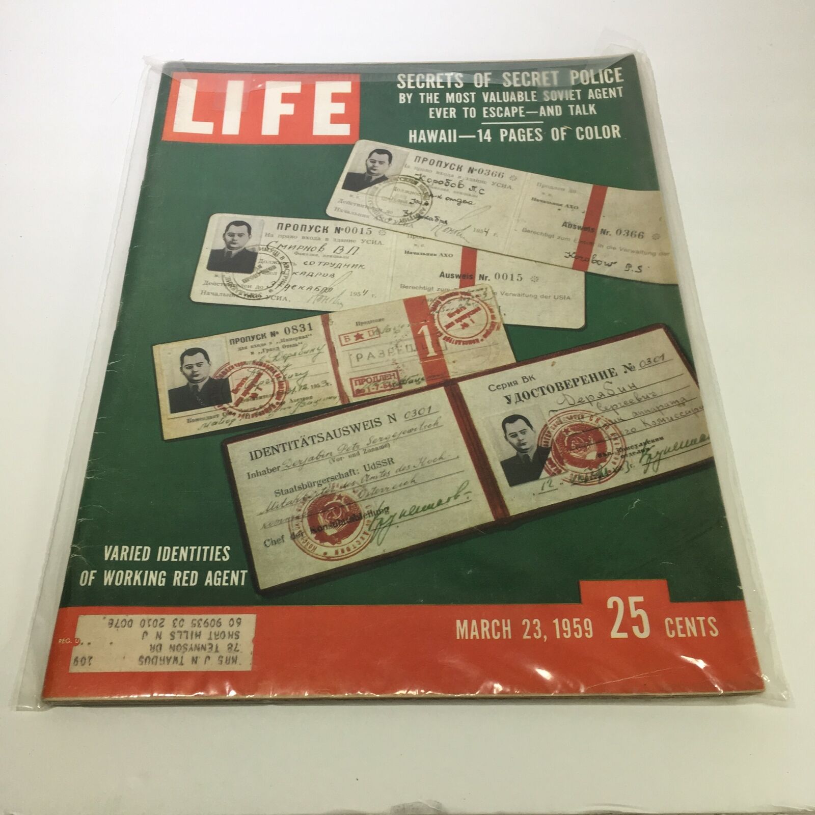 VTG Life Magazine March 23 1959 - Varied Identities Working Red Agent