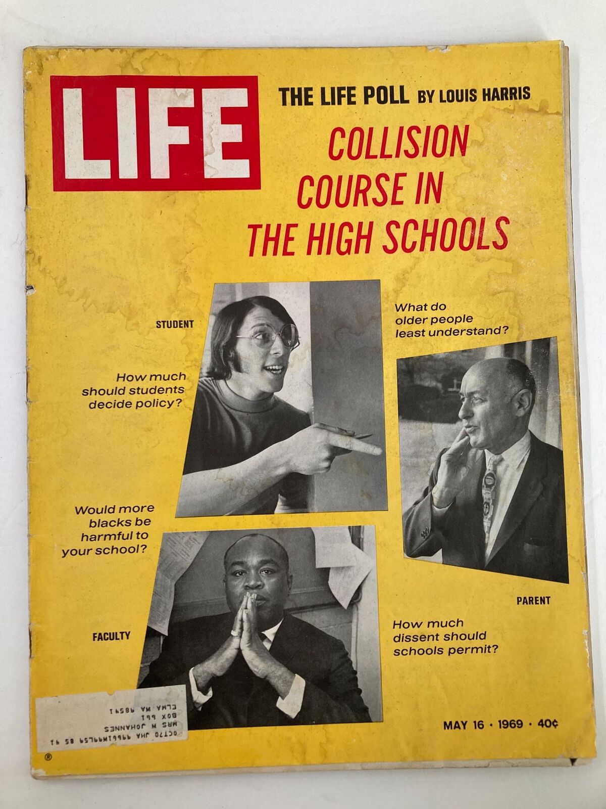 VTG Life Magazine May 16 1969 Collision Course in The High Schools