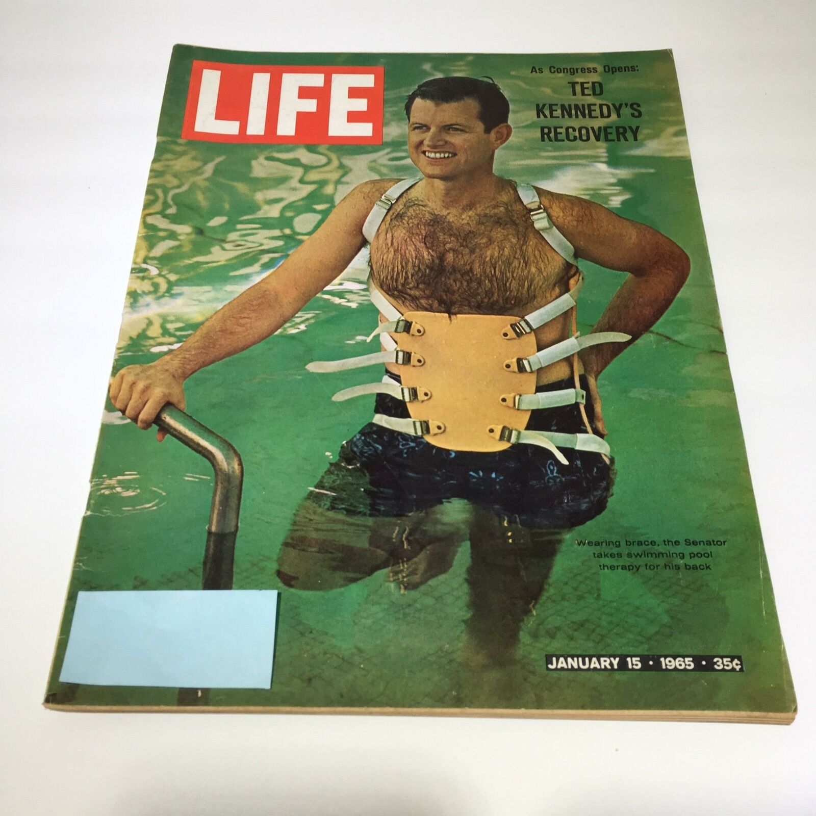 VTG Life Magazine November 15 1965 - Ted Kennedy Takes Swimming Pool Therapy