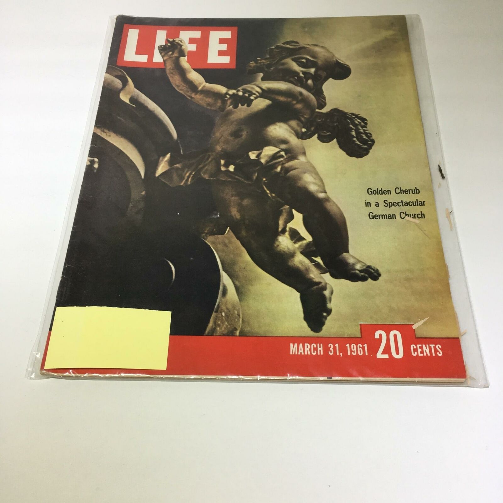 Life Magazine cover from March 31, 1961 featuring a striking image of a Golden Cherub in a Spectacular German Church, showcasing vintage design and historical significance.