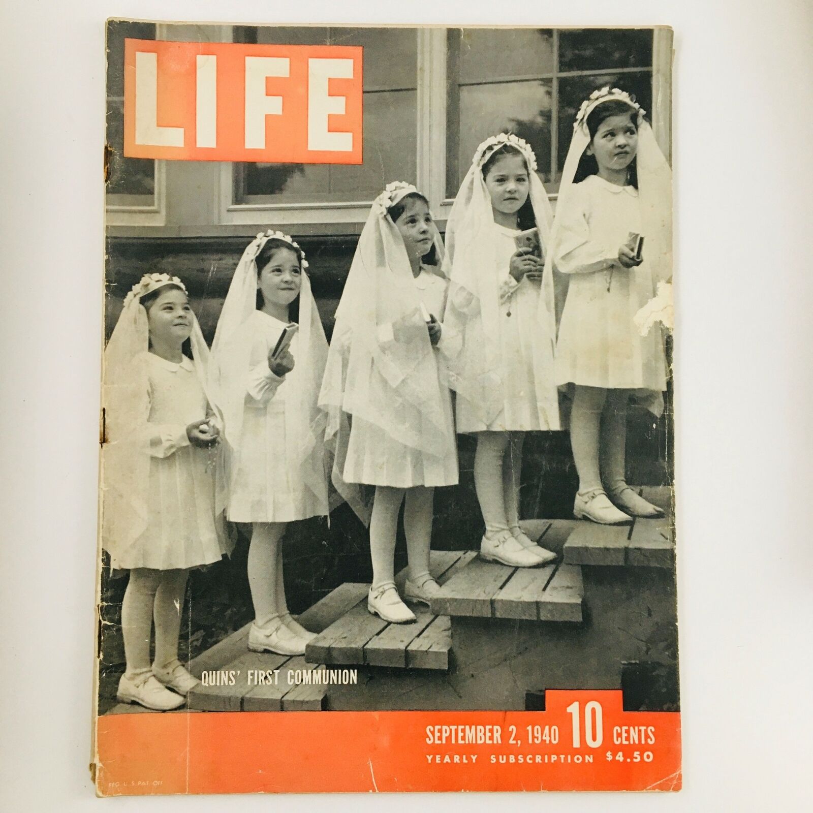 VTG Life Magazine September 2 1940 The Quintuplet's First Communion No Label