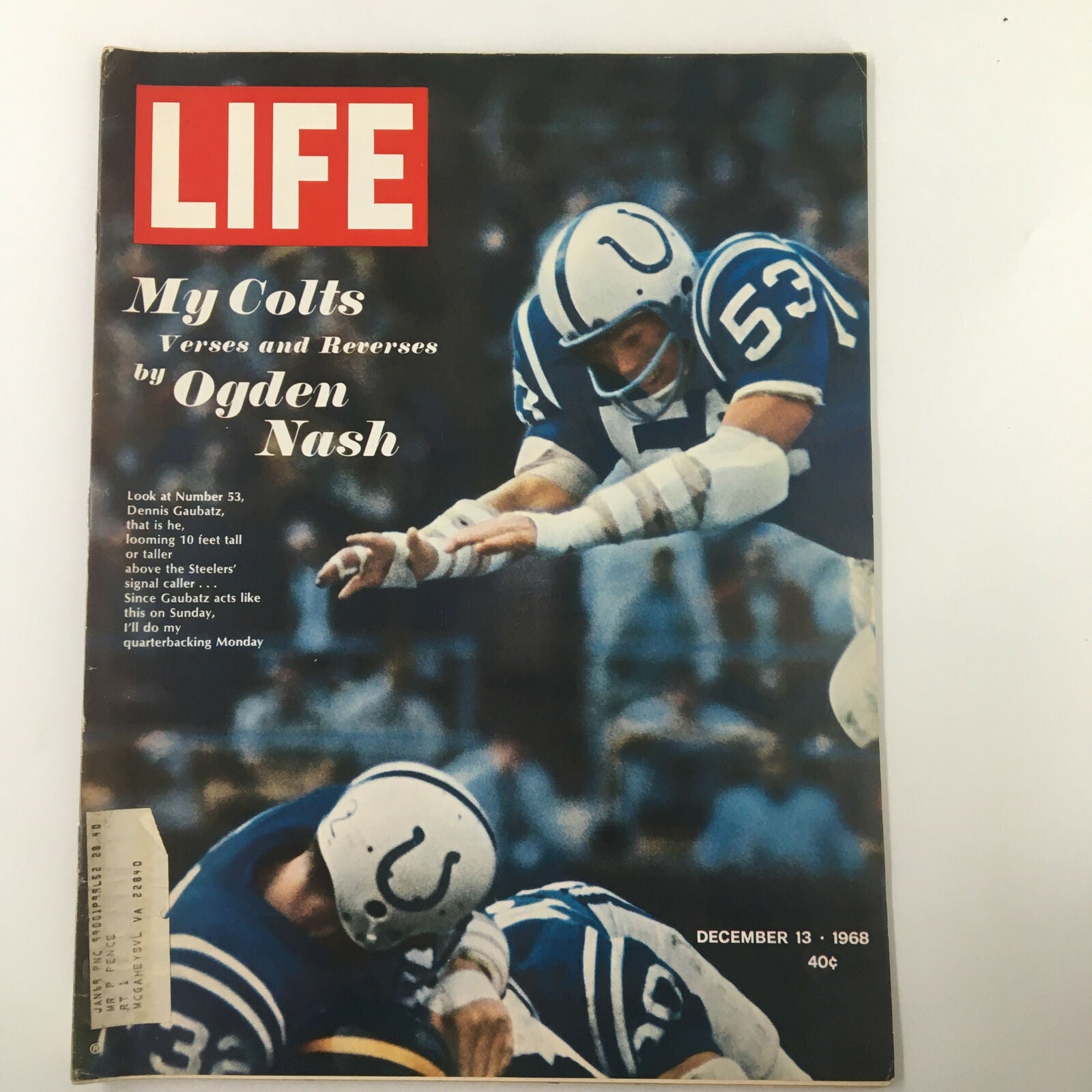 VTG Life Magazine December 13 1968 Dennis Gaubatz I'll Do My Quarterbacking