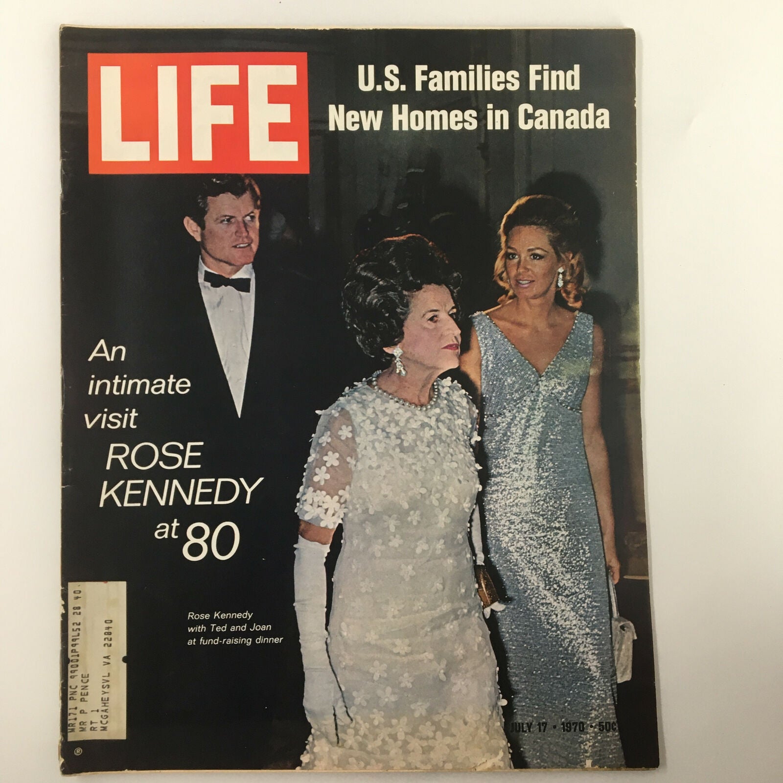 VTG Life Magazine July 17 1970 Rose Kennedy with Ted and Joan at Fund-Raising