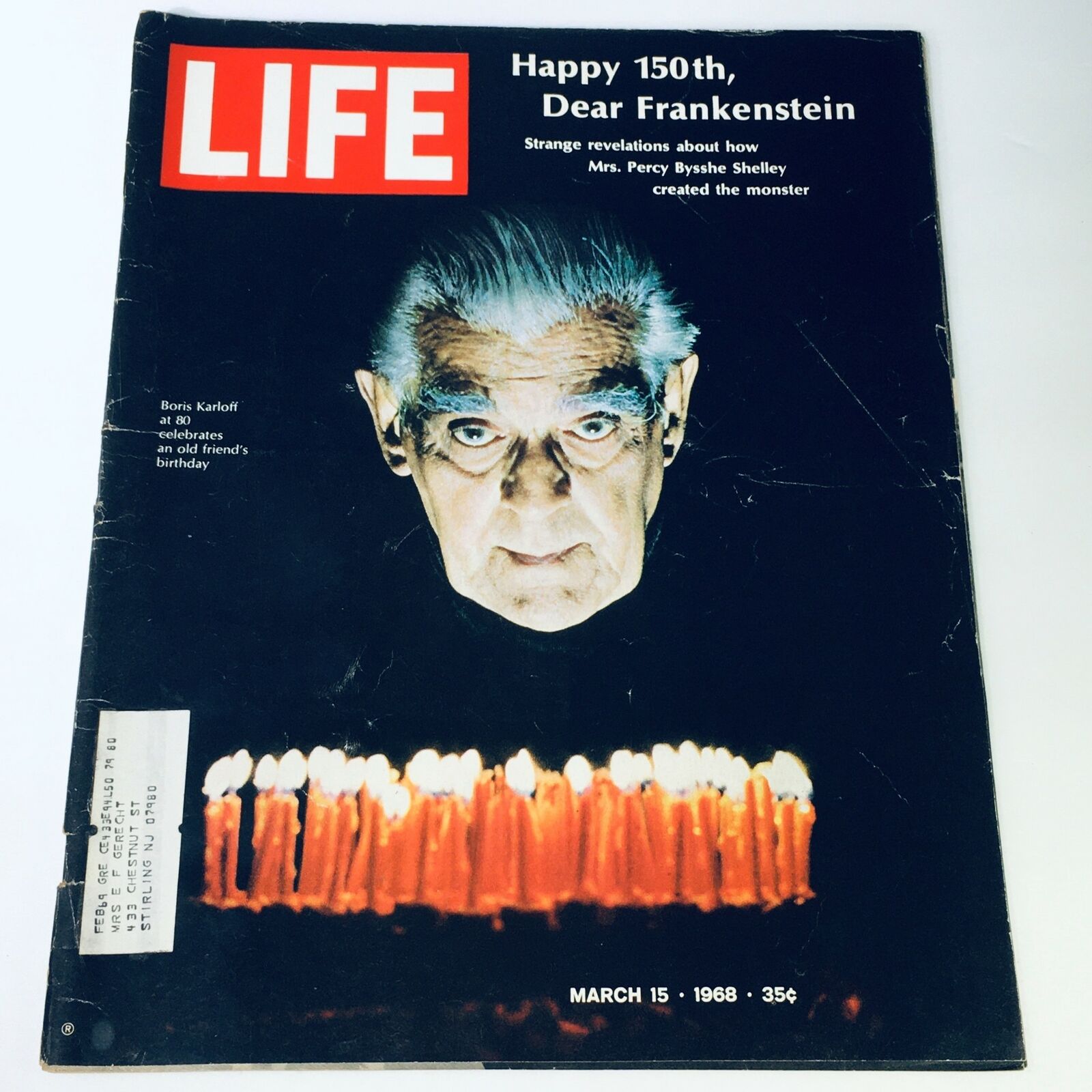 VTG Life Magazine March 15 1968 - Boris Karloff at 20 Celebrates Friend Birthday