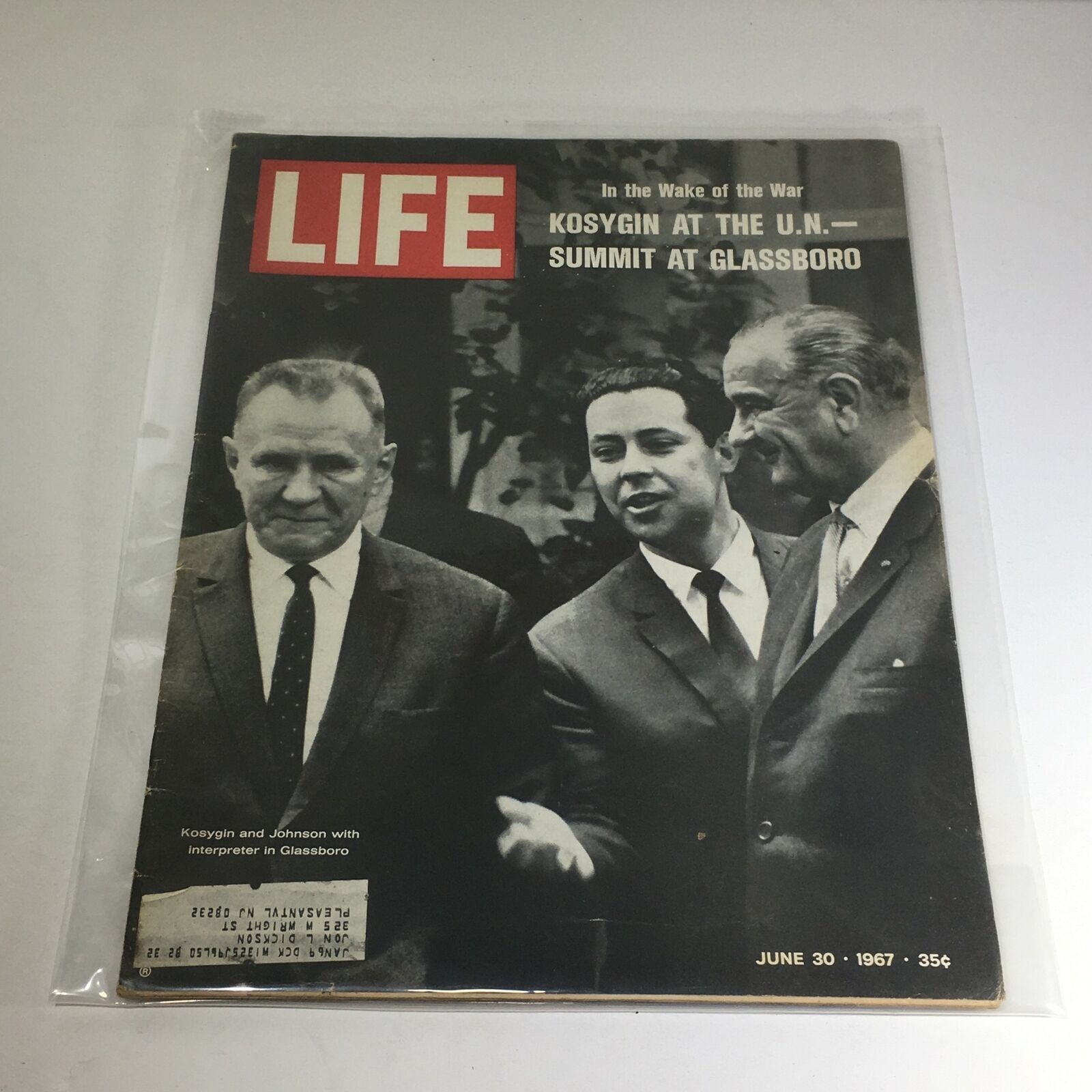 VTG Life Magazine: June 30 1967 - Kosygin and Johnson w/interpreter in Glassboro