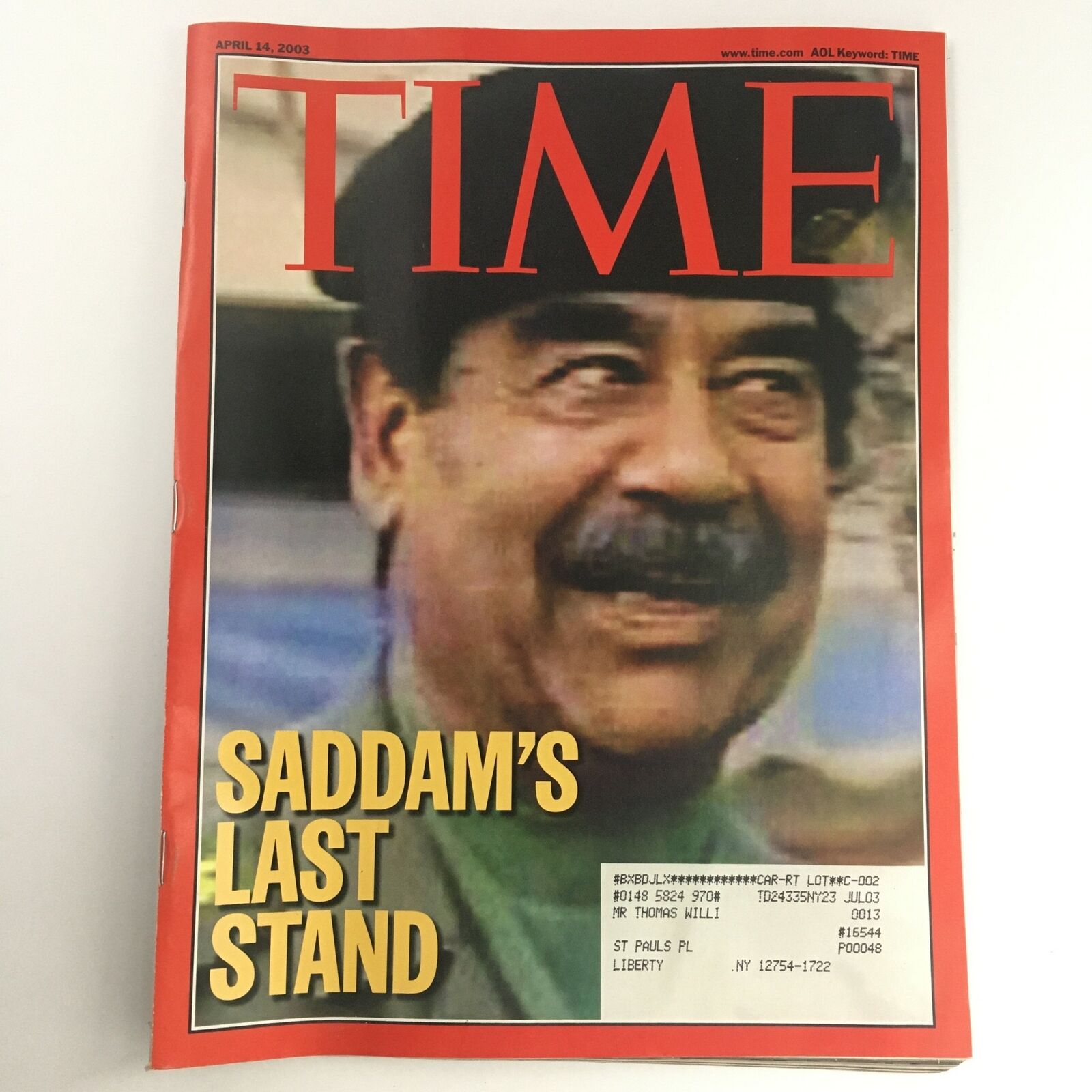 Time Magazine April 14 2003 Iraqi Politician Saddam Hussein's Last Stand