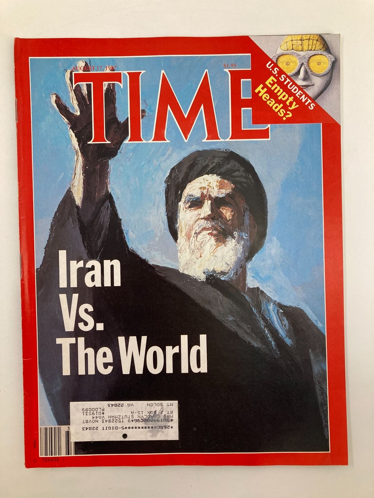 VTG Time Magazine August 17 1987 Iran vs The World, US Students Empty Head