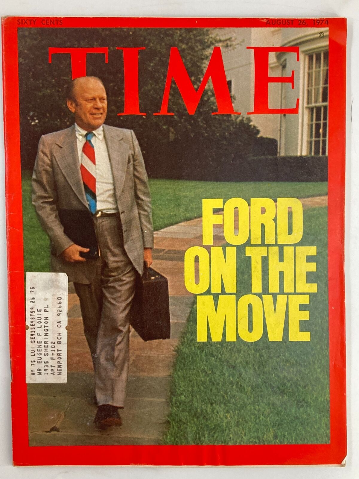 VTG Time Magazine August 26 1974 Gerald Ford On The Move