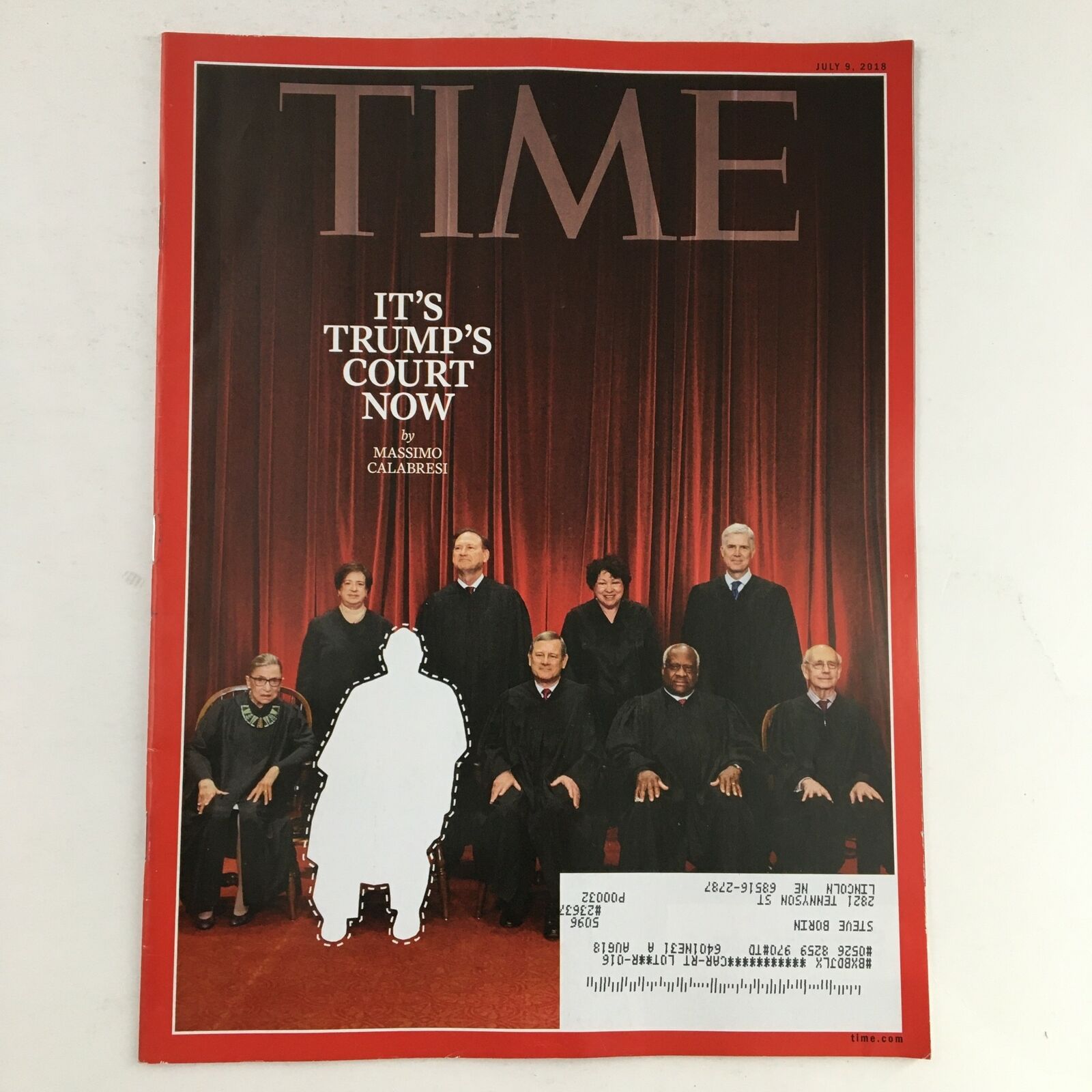 Time Magazine July 9 2018 It's Donald Trump's Court Now by Massimo Calabresi, VG