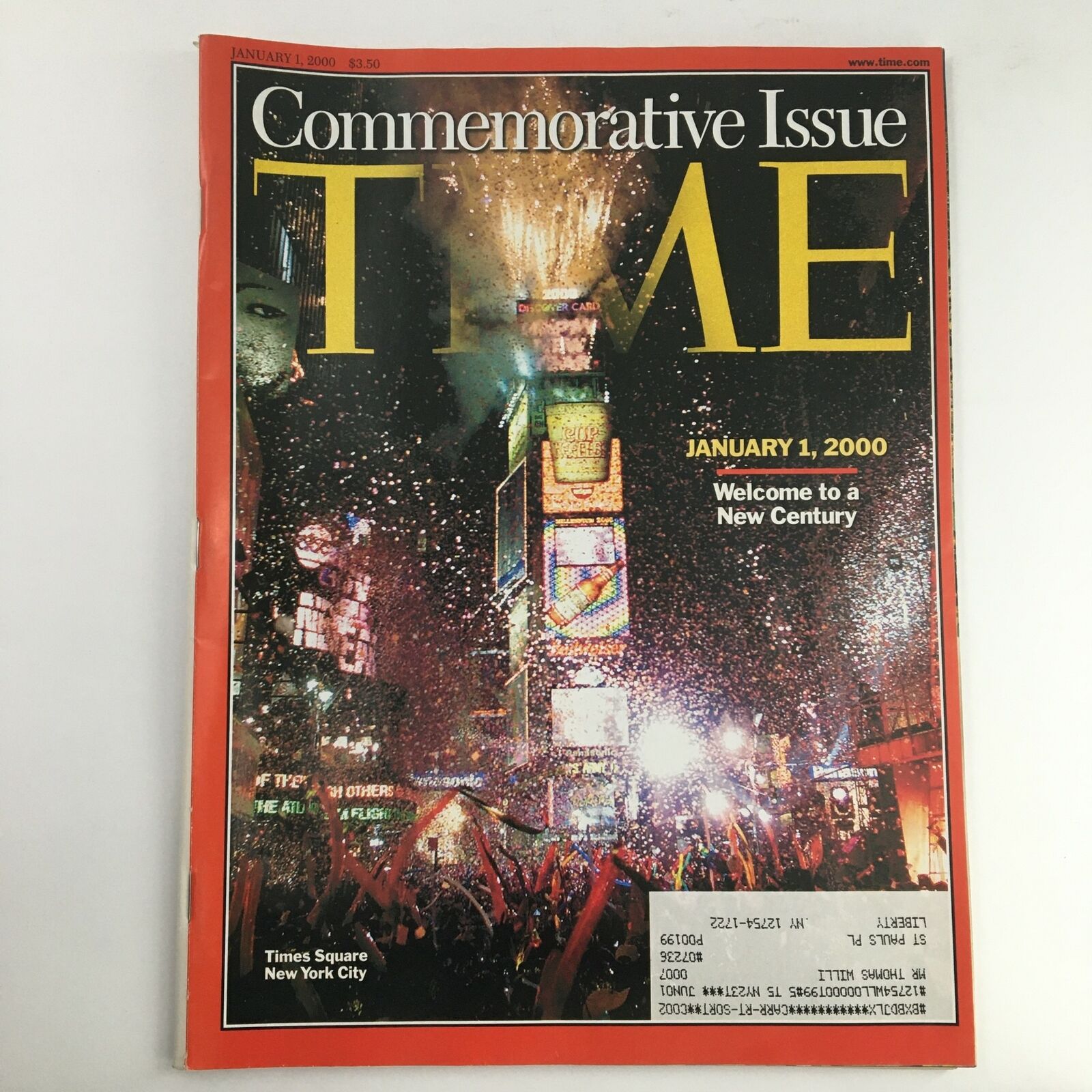 Time Magazine January 1 2000 Vol 155 #1 Times Square New York City NYE Party, VG