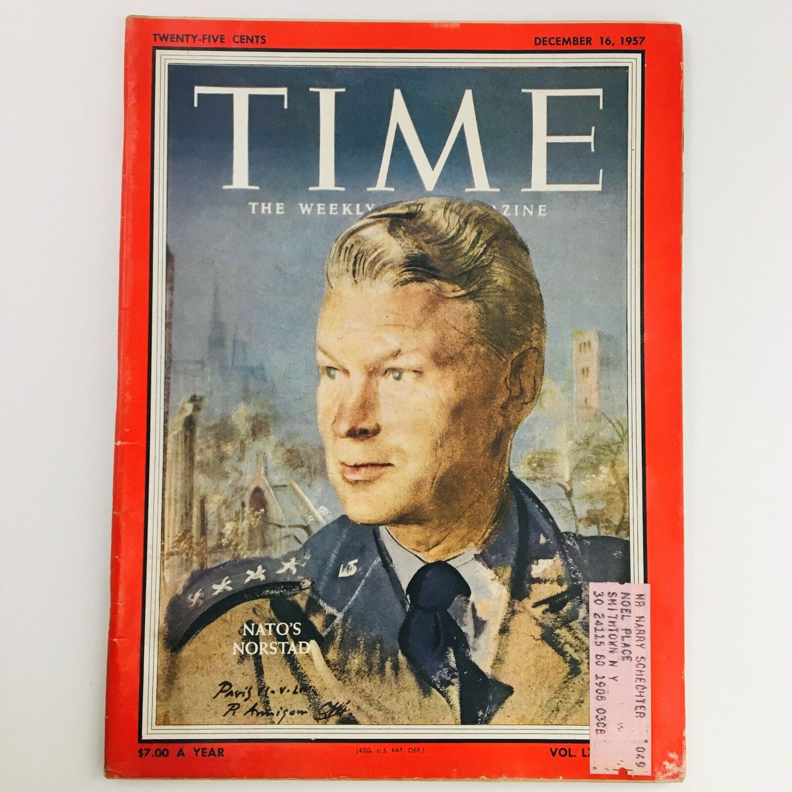 Time Magazine December 16 1957 Vol 70 #25 NATO's General Lauris Norstad