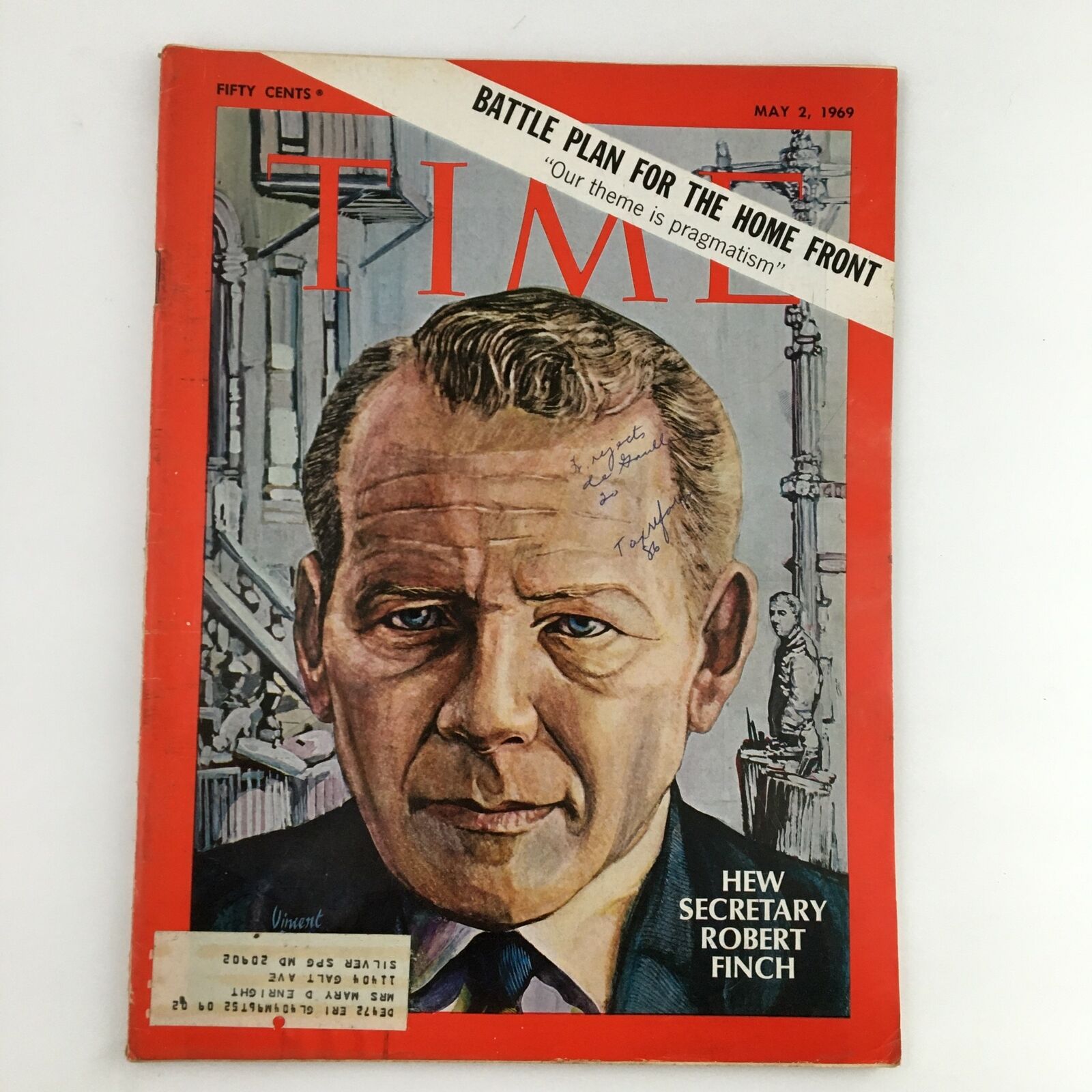 Time Magazine May 2 1969 Vol. 93 No. 18 Photo of HEW Secretary Robert Finch