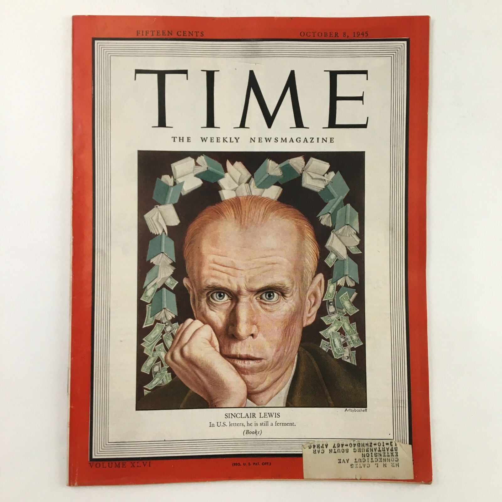 Time Magazine October 8 1945 Vol. 46 No. 15 American Writer Sinclair Lewis