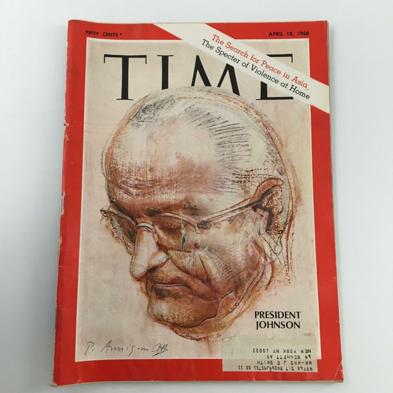 VTG Time Magazine April 12 1968 President Johnson Peace in Asia Violence at Home