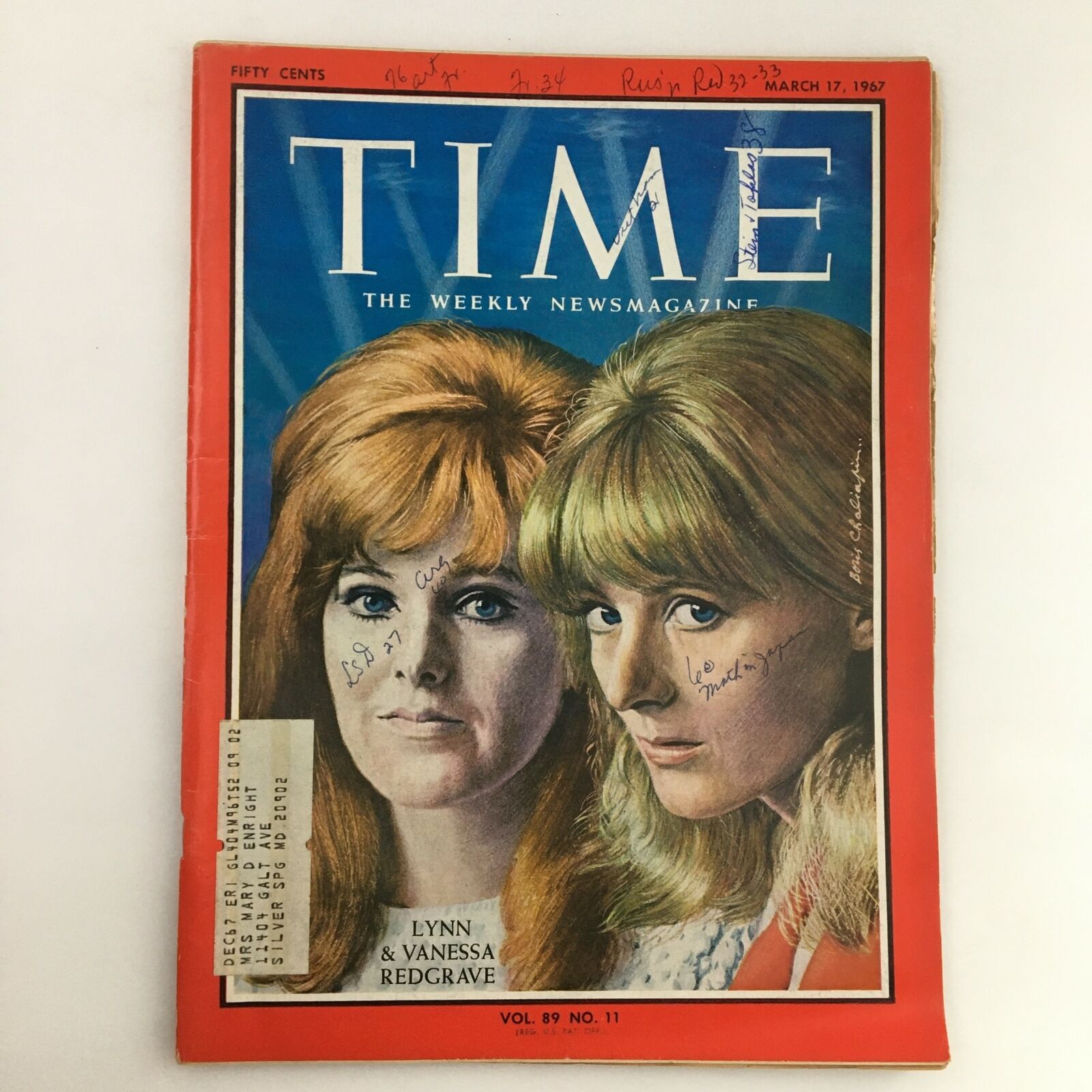 Time Magazine March 17 1967 Vol. 89 No. 11 Sibling's Lynn & Vanessa Redgrave