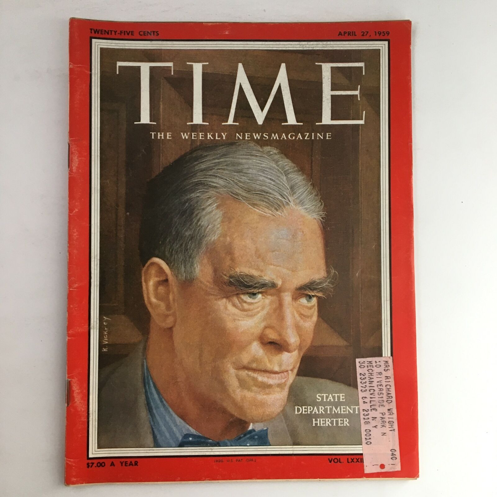 Time Magazine April 27 1959 Vol. 73 No. 17 State Department Christian A. Herter