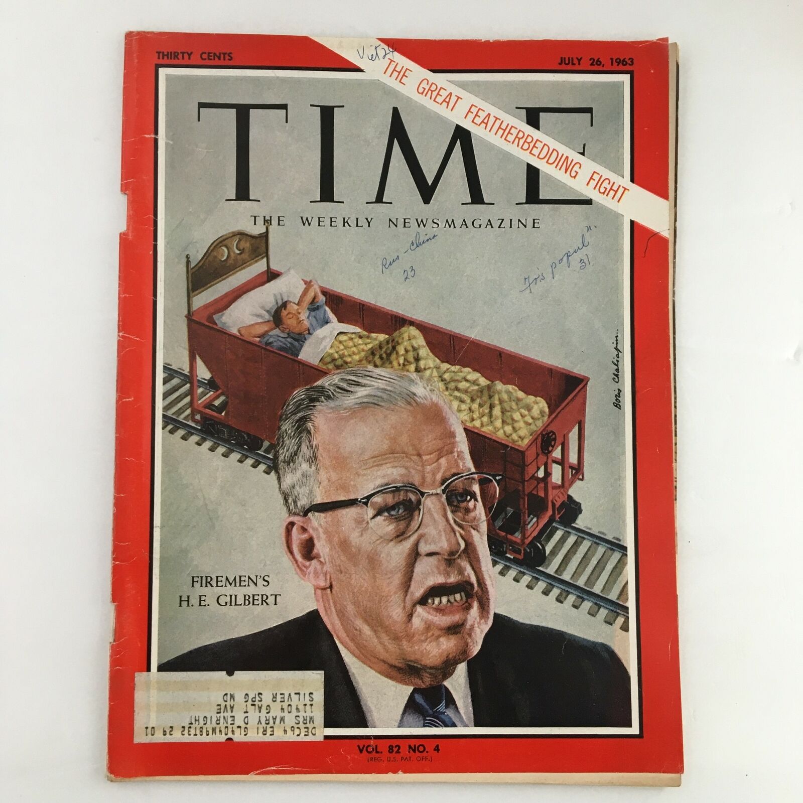 Time Magazine July 26 1963 Vol. 82 No. 4 Firemen's H.E. Gilbert & Featherbedding