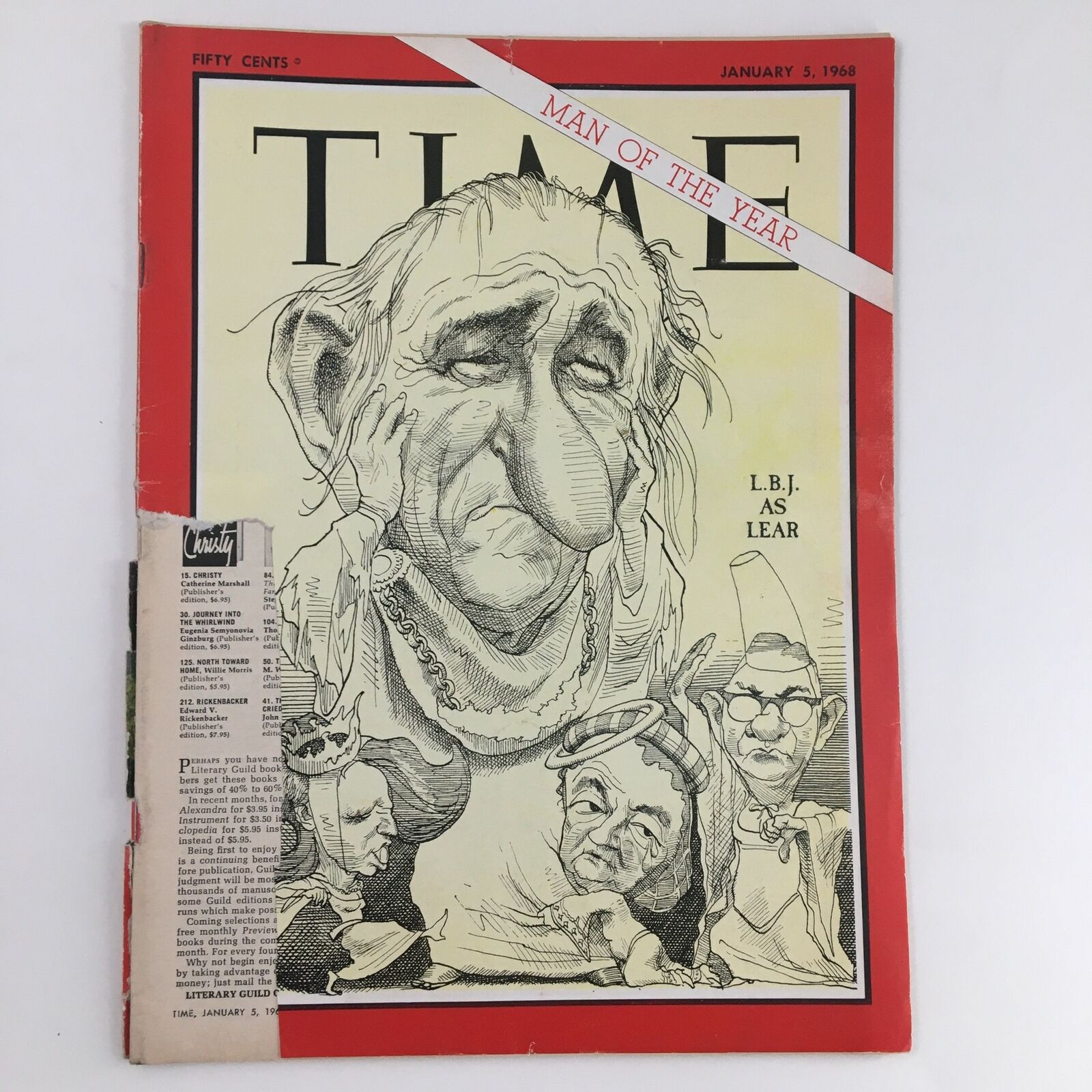 Time Magazine January 5 1968 Vol. 91 No. 1 Lyndon B. Johnson as a Lear