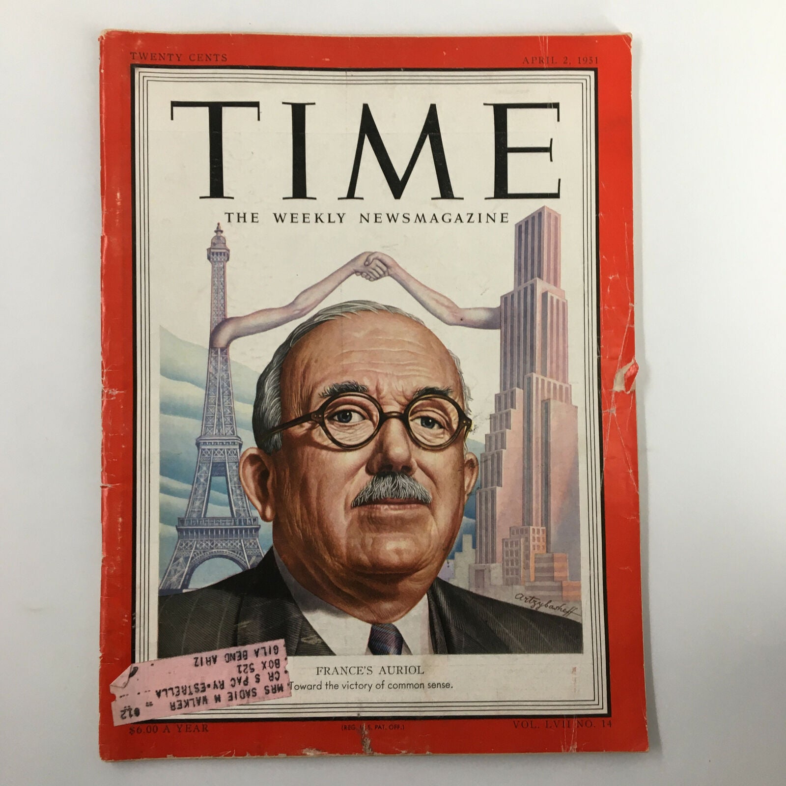 VTG Time Magazine April 2 1951 Vol. 57 No. 14 France's Vincent Auriol