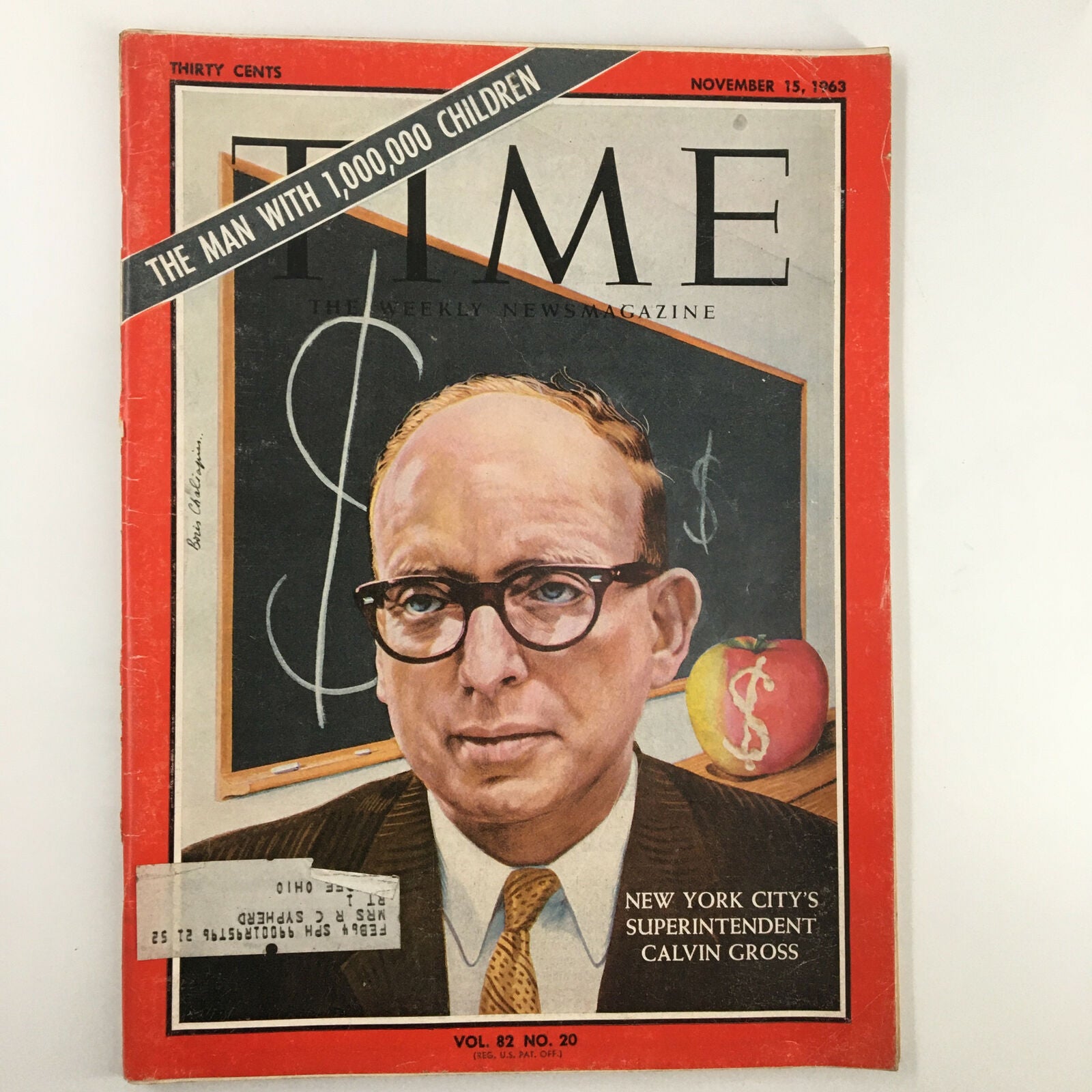 VTG Time Magazine November 15 1963 Vol 82 #20 NYC Superintendent Calvin Gross