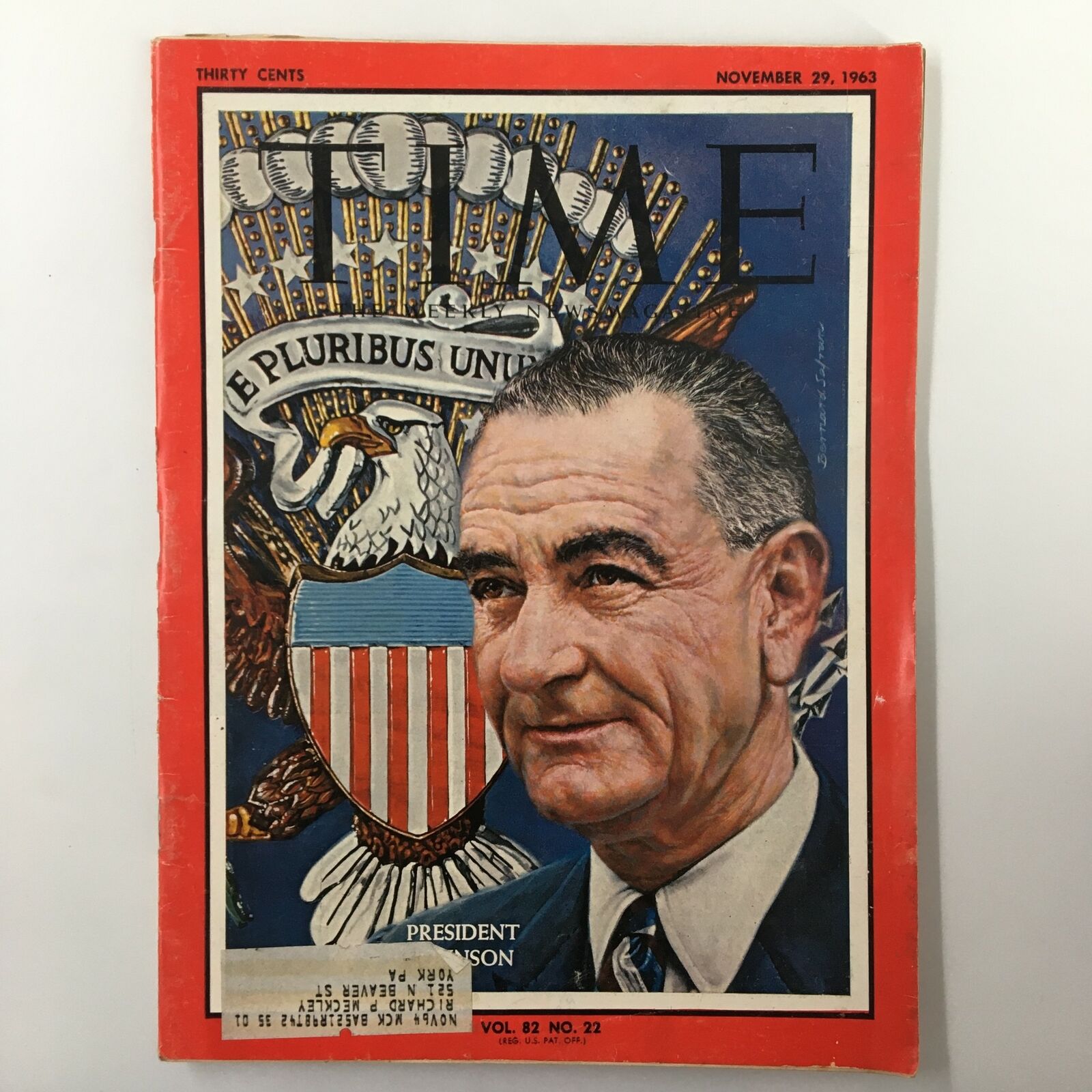 VTG Time Magazine November 29 1963 Vol. 82 No. 22 President Lyndon B. Johnson