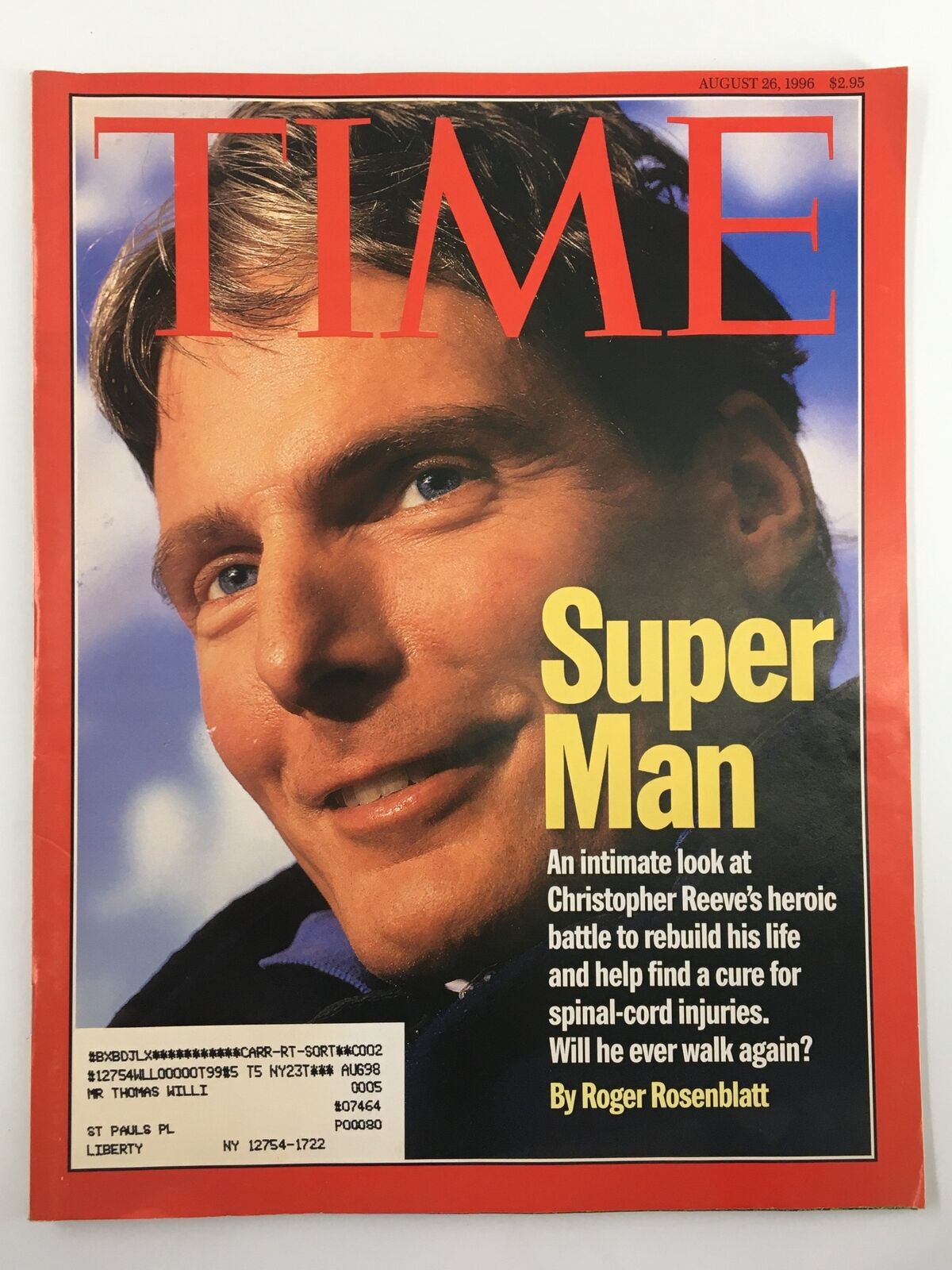 VTG Time Magazine August 26 1996 Super Man Christopher Reeve's Heroic Battle