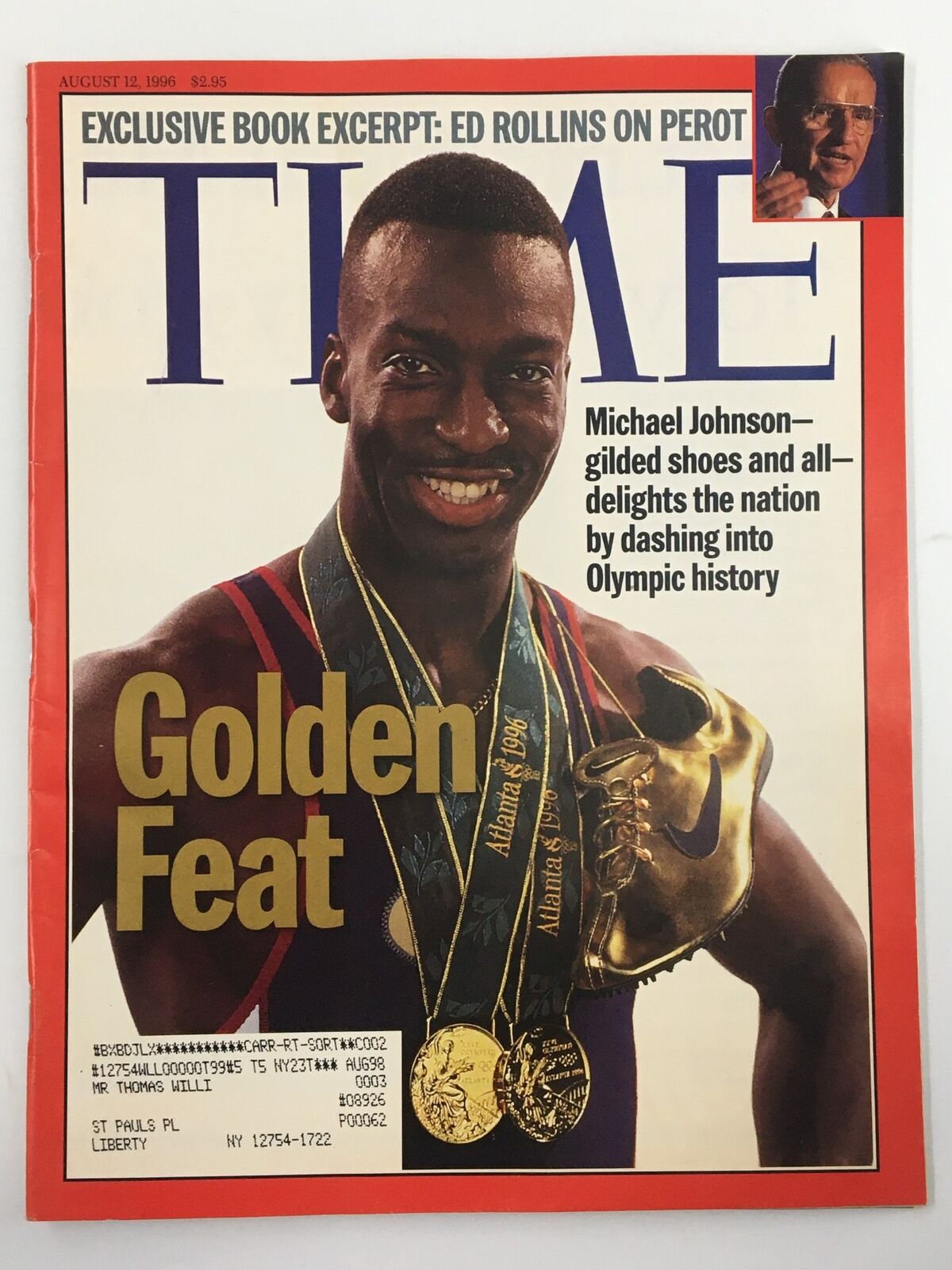 VTG Time Magazine August 12 1996 Michael Johnson Golden Feat Olympic History