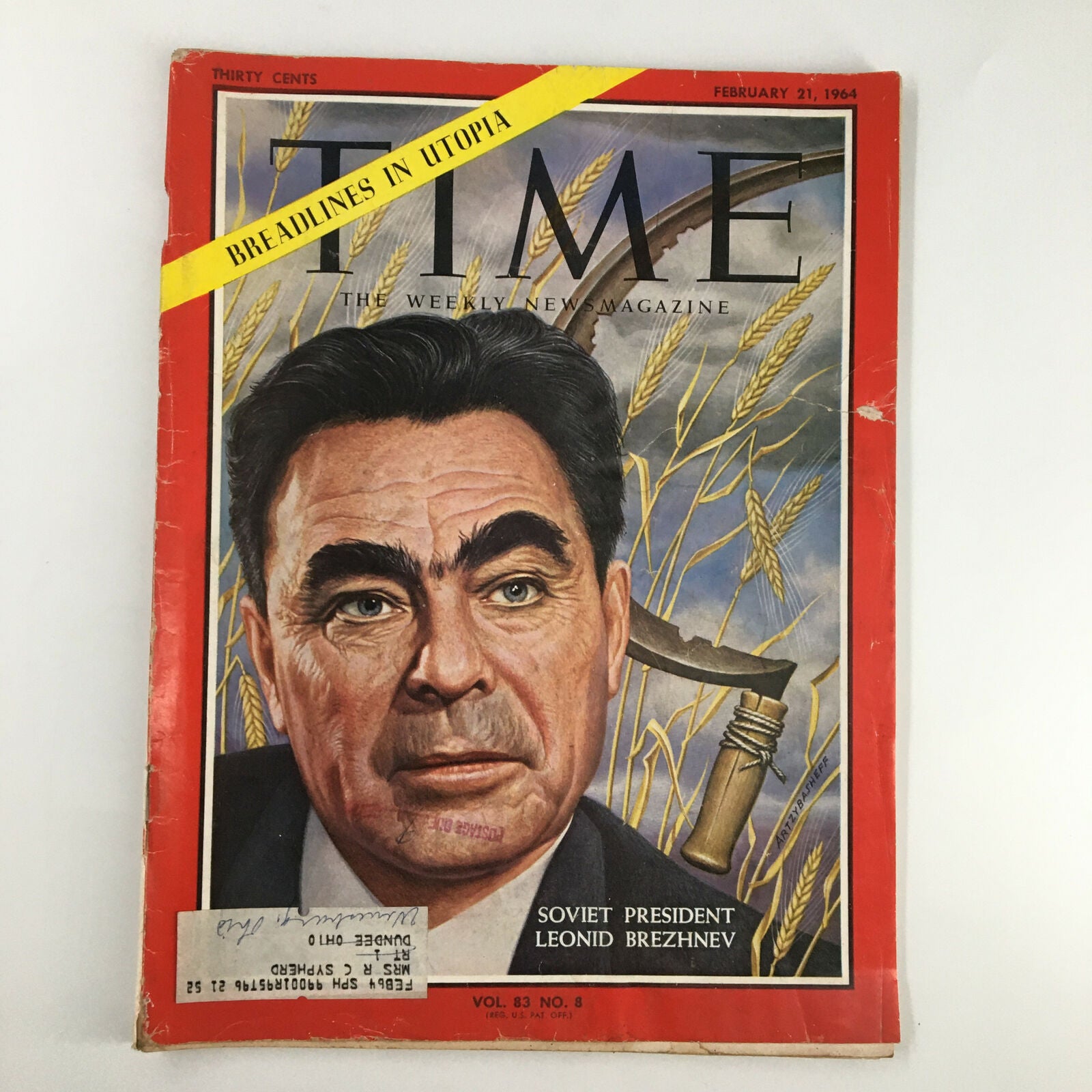 VTG Time Magazine February 21 1964 Vol 83 #8 Soviet President Leonid Brezhnev