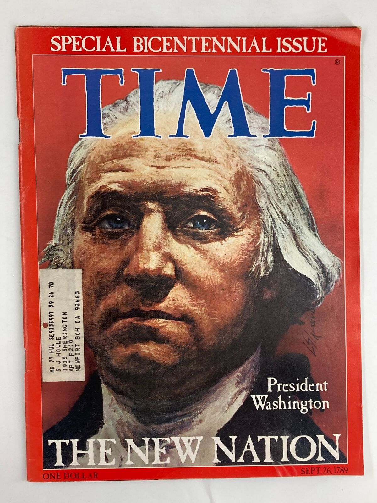 VTG Time Magazine September 26 1789 President George Washington The New Nation