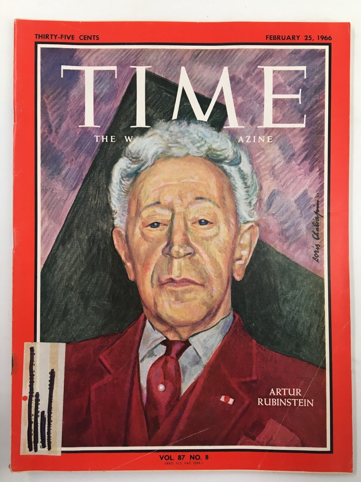 VTG Time Magazine February 25 1966 Vol 87 #8 Arthur Rubenstein Cover