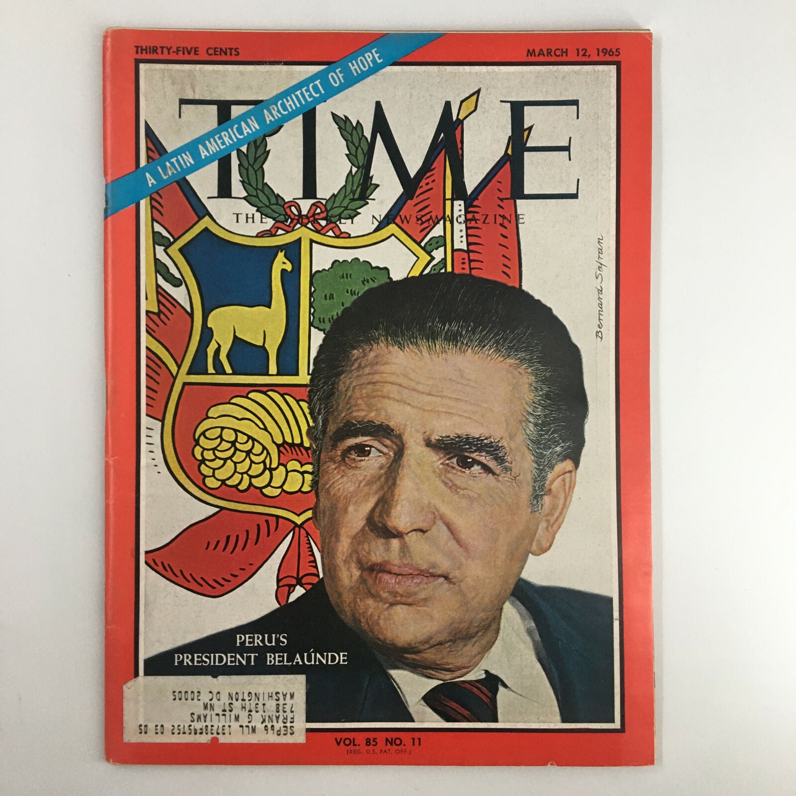 VTG Time Magazine March 12 1965 Vol. 85 No. 11 Peru's Fernando Belaúnde