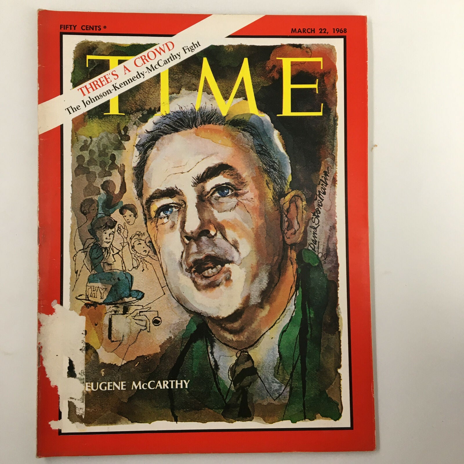 VTG Time Magazine March 22 1968 Vol. 91 No. 12 Eugene McCarthy Three's A Crowd