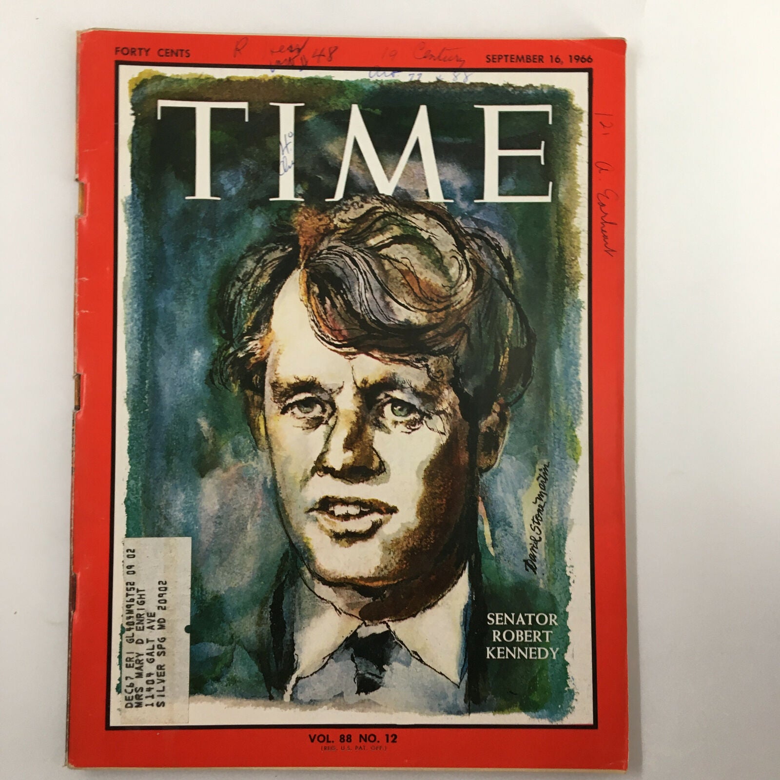 VTG Time Magazine September 16 1966 Vol. 88 No. 12 Senator Robert Kennedy