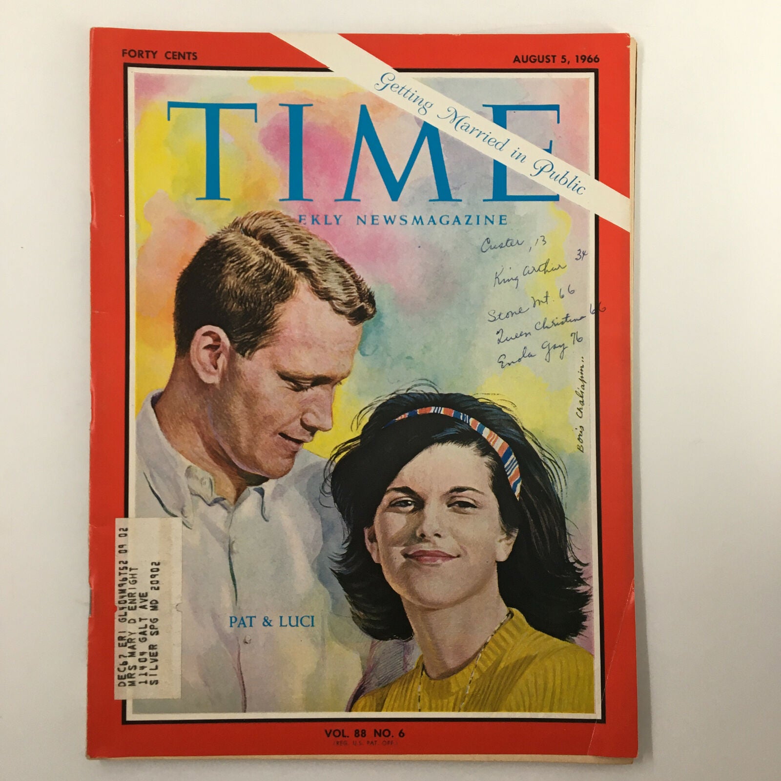 VTG Time Magazine August 5 1966 Vol. 88 No. 6 Pat & Luci Getting Married Public