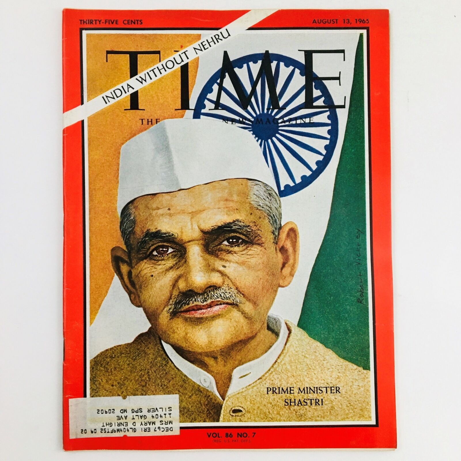 Time Magazine August 13 1965 Vol. 86 No. 7 India Prime Minister Shahstri