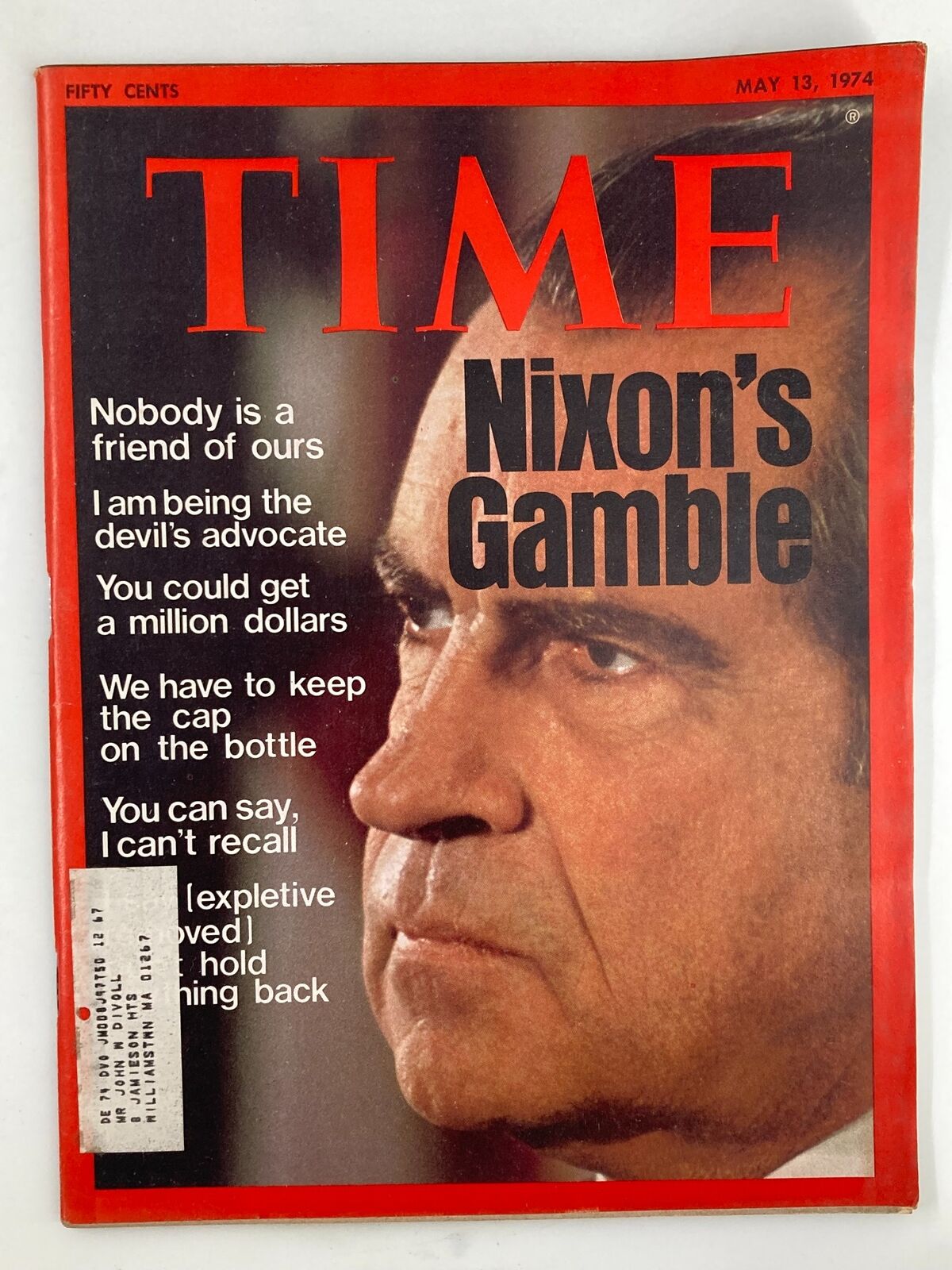 VTG Time Magazine May 13 1974 Richard Nixon Nobody Is A Friend of Ours