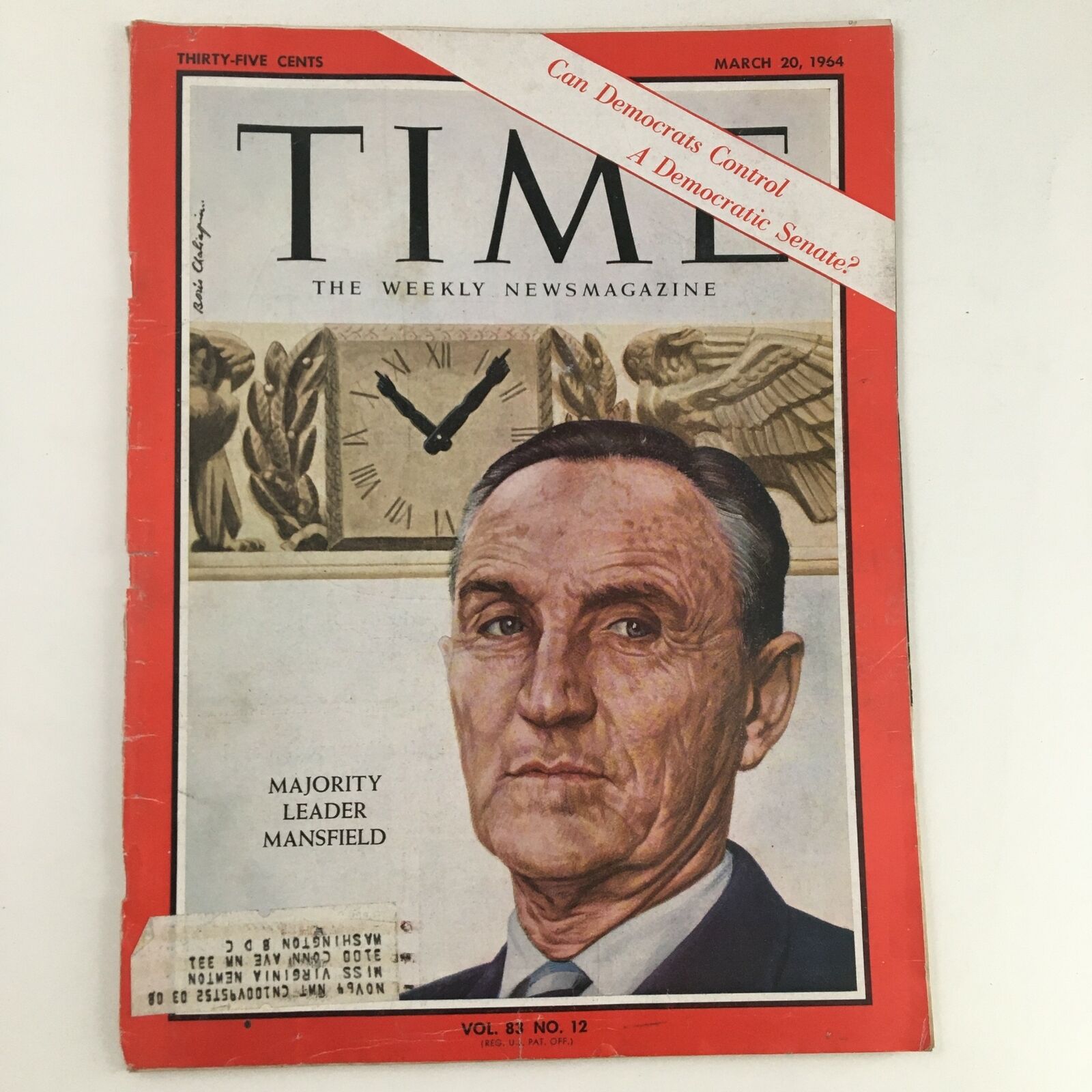 Time Magazine March 20 1964 Vol. 83 No. 12 Majority Leader Mike Mansfield