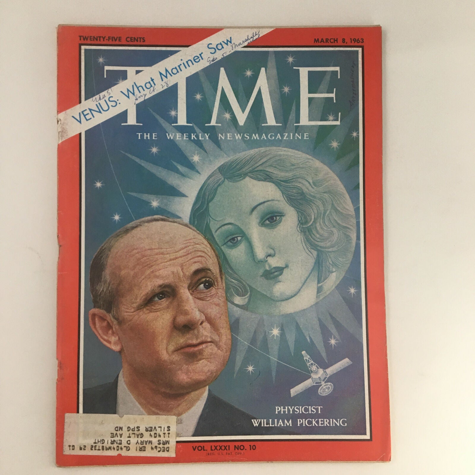 Time Magazine March 8 1963 Vol. 81 No. 10 Physicist William Pickering