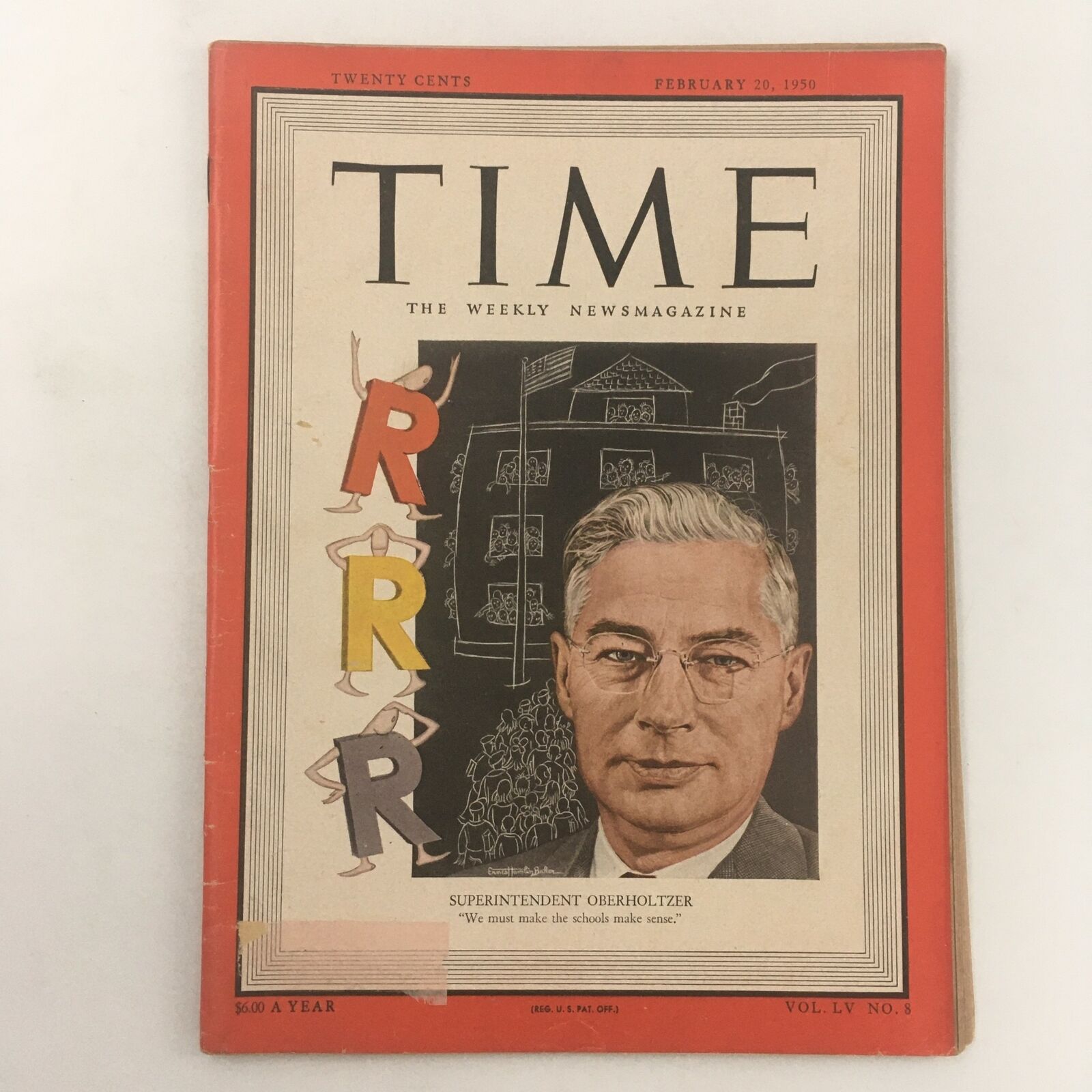 VTG Time Magazine February 20 1950 Superintendent  Edison E. Oberholtzer