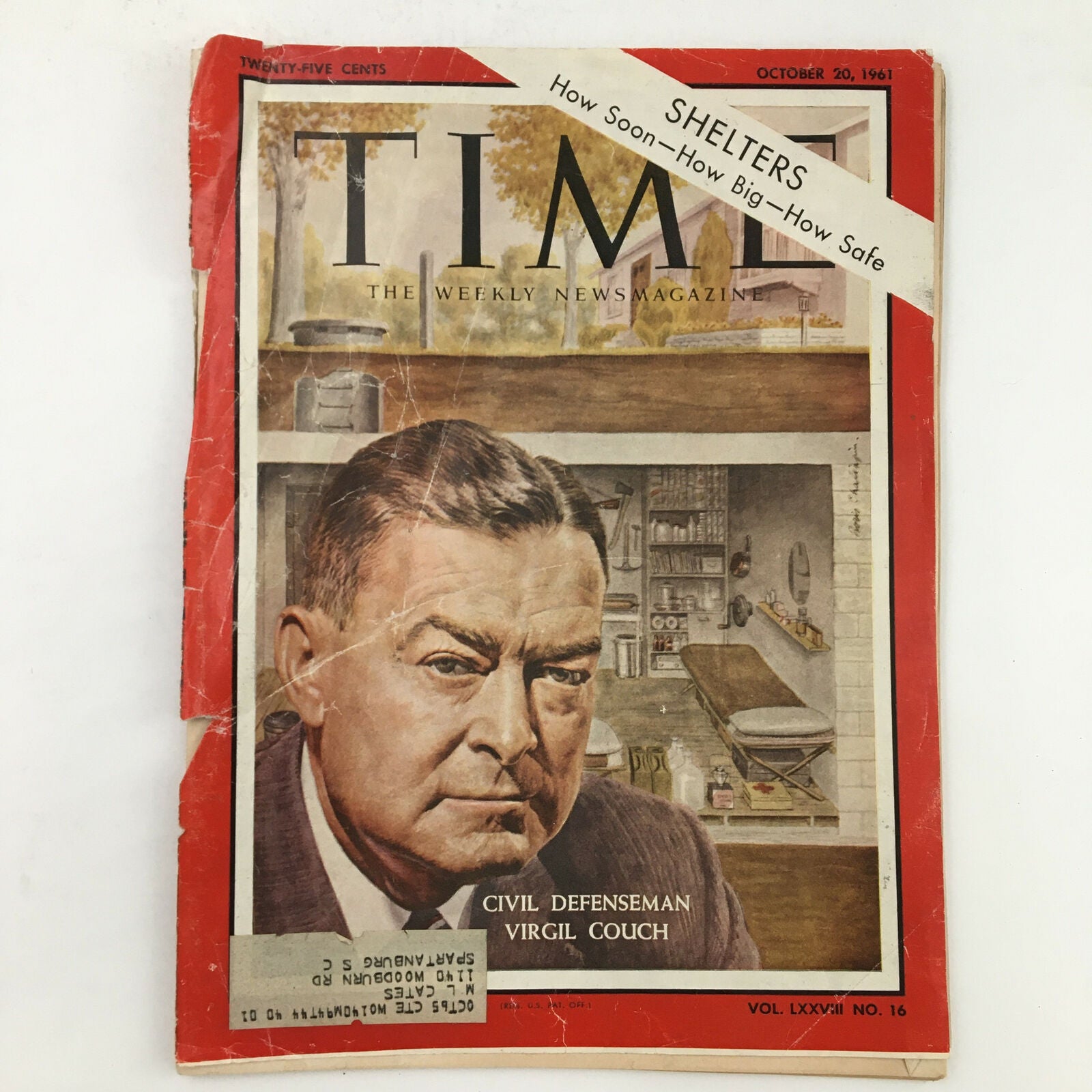 Time Magazine October 20 1961 Vol. 78 No. 16 Civil Defenseman Virgil Couch