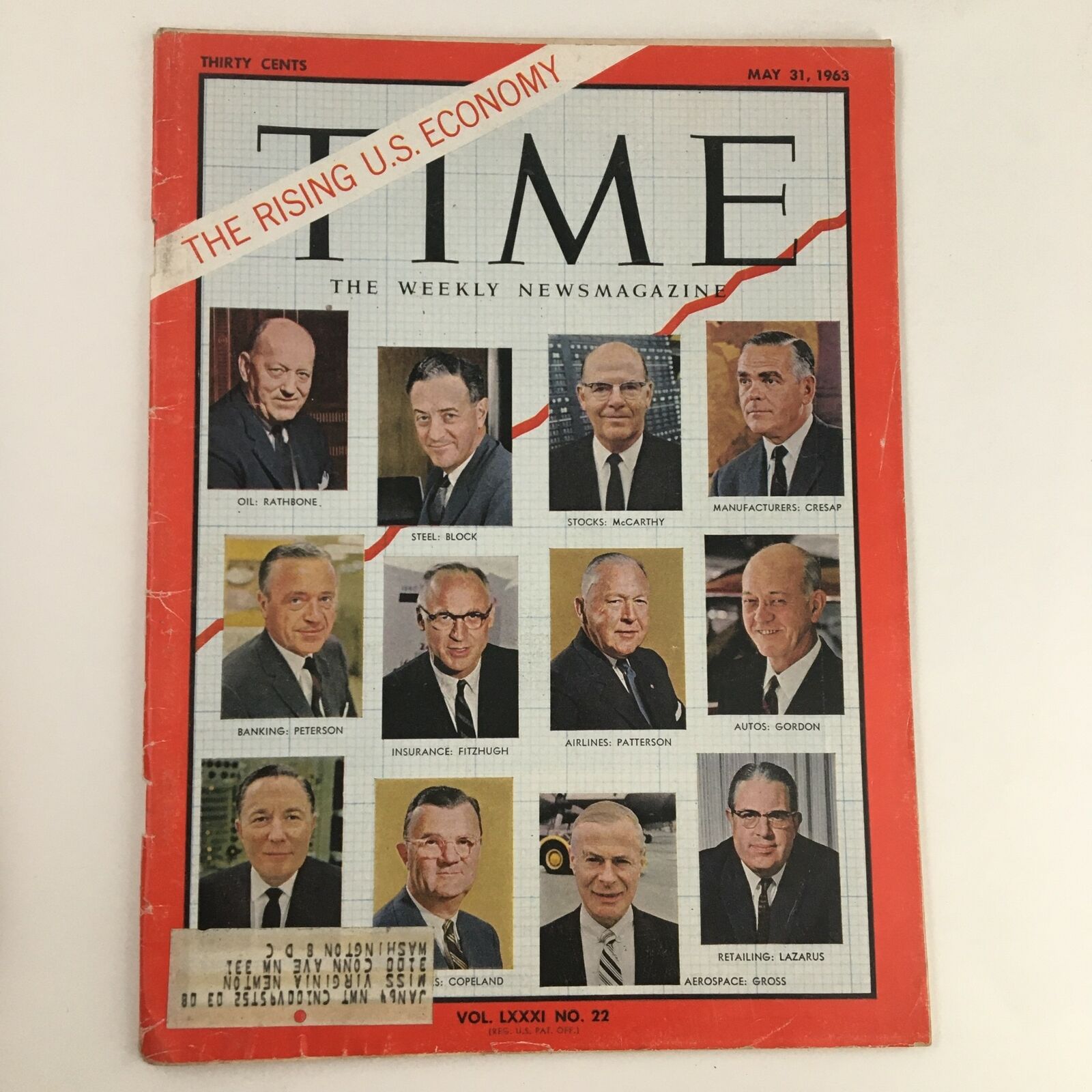 Time Magazine May 31 1963 Vol. 81 No. 22 Oil Rathbone, Steel Block, U.S. Economy