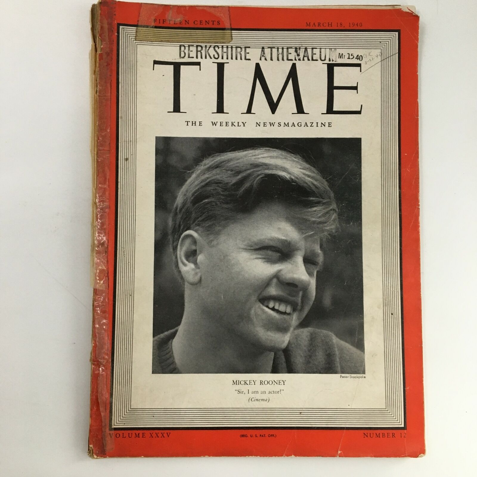 Time Magazine March 18 1940 Vol 35 #12 Young American Actor Mickey Rooney