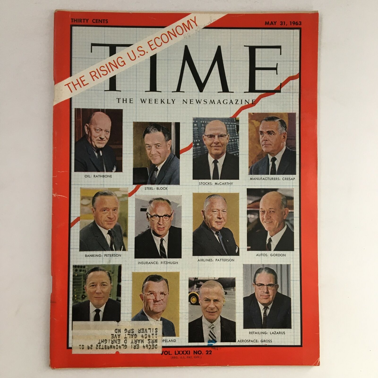 Time Magazine May 31 1963 Vol 81 #22 The Rising U.S. Economy Rathbone & Block