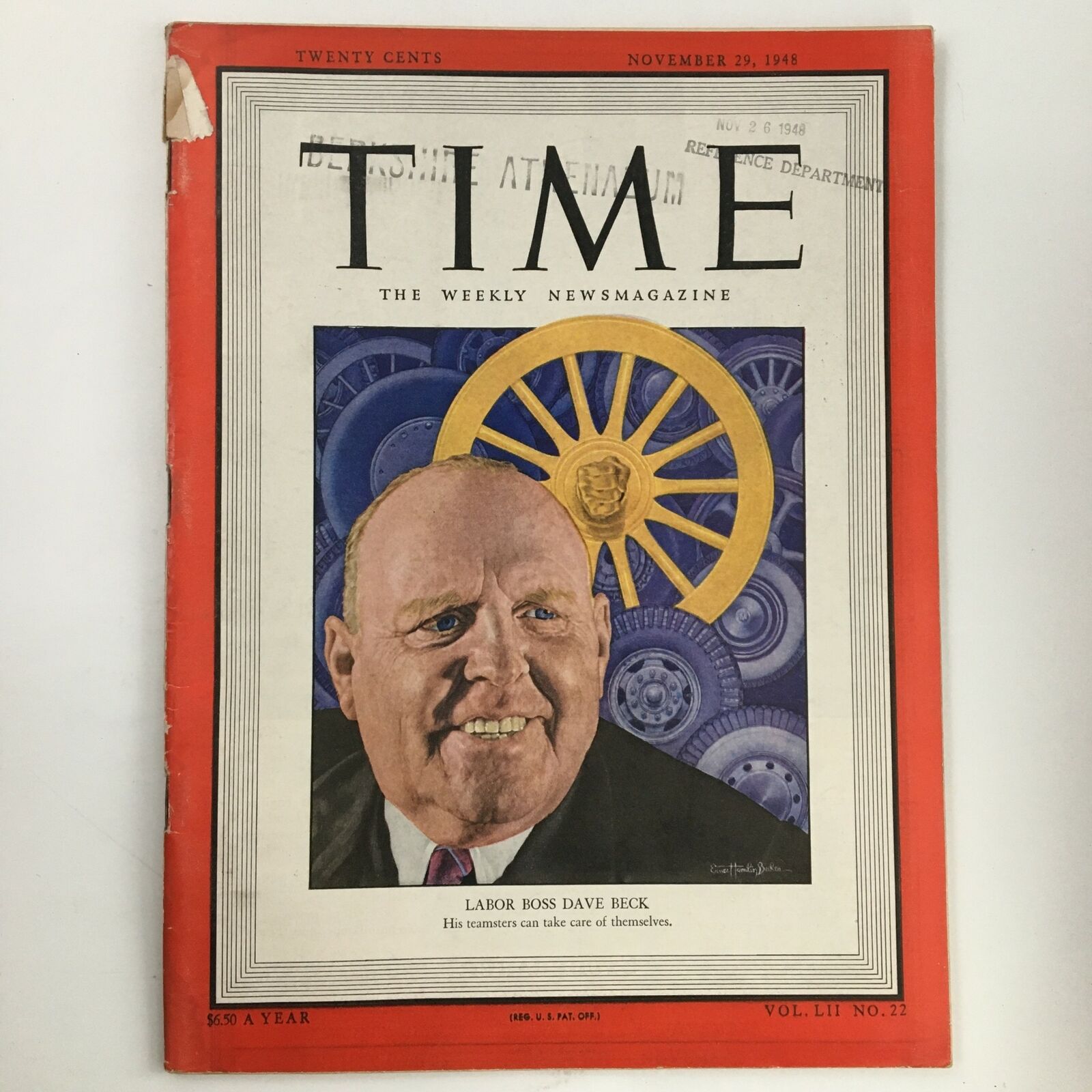 Time Magazine November 29 1948 Vol 52 #22 American Labor Leader Boss Dave Beck