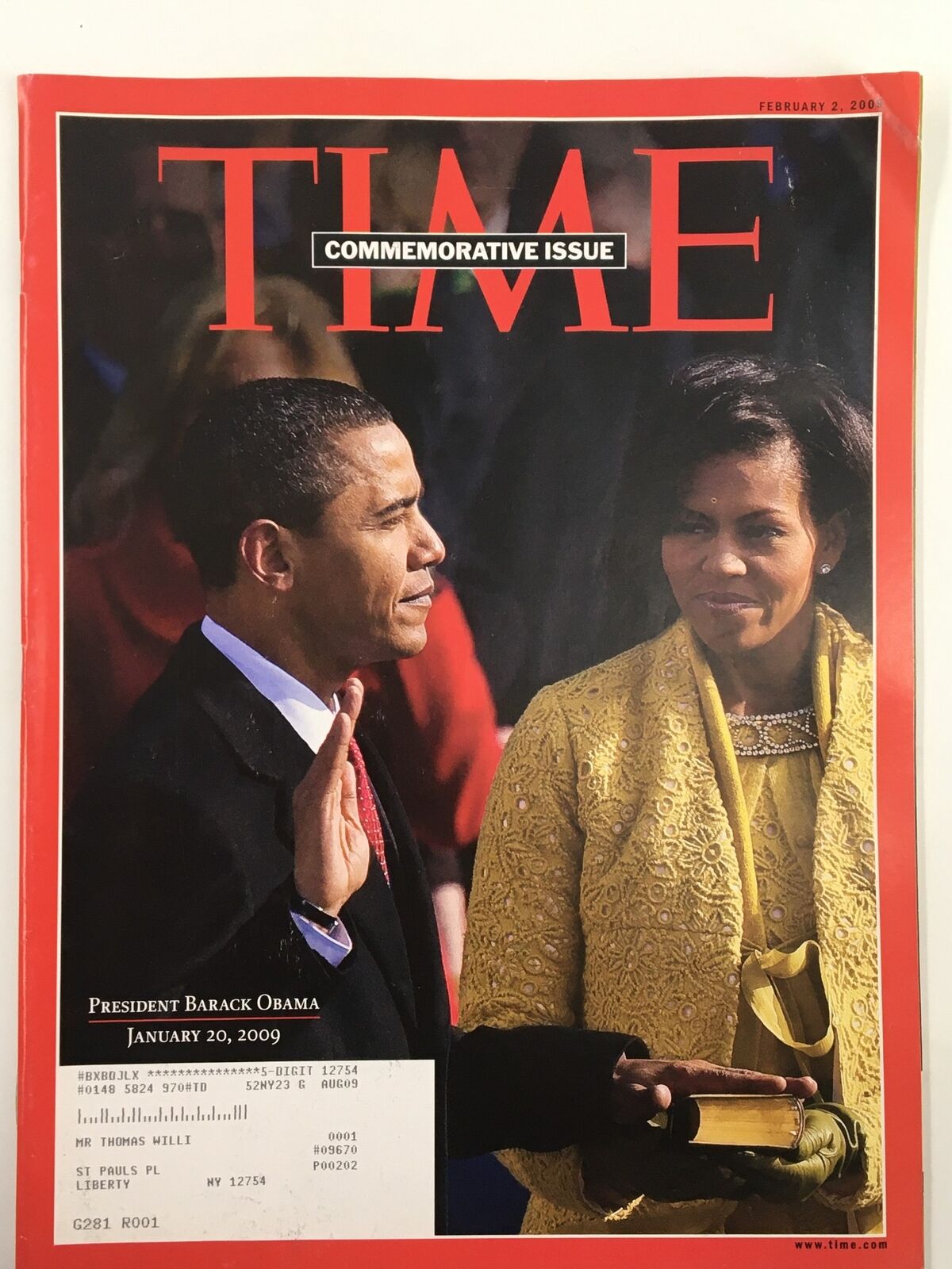 Time Magazine February 2 2009 President Barack Obama and Michelle Obama