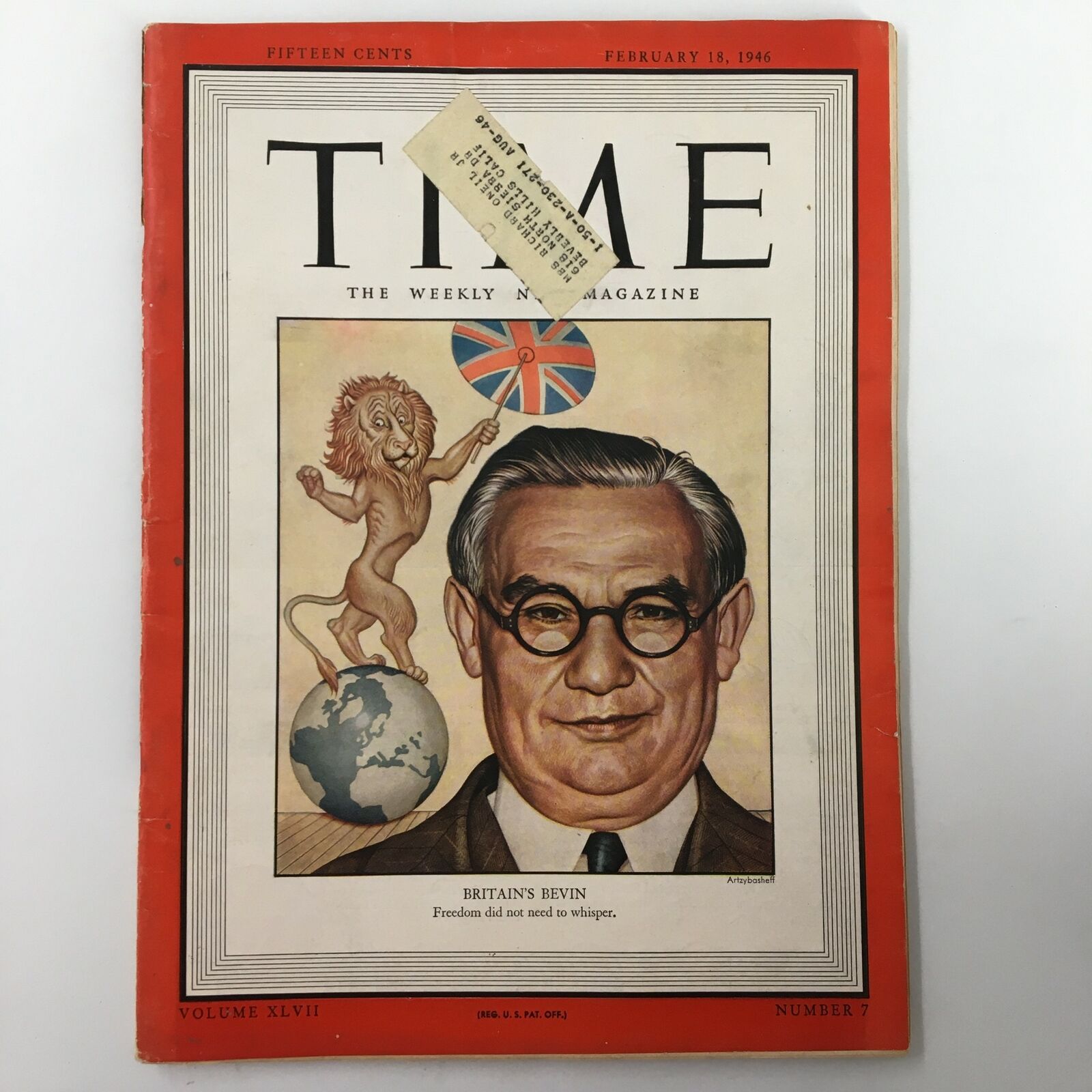 VTG Time Magazine February 18 1946 Vol. 47 No. 7 Britain's Ernest Bevin