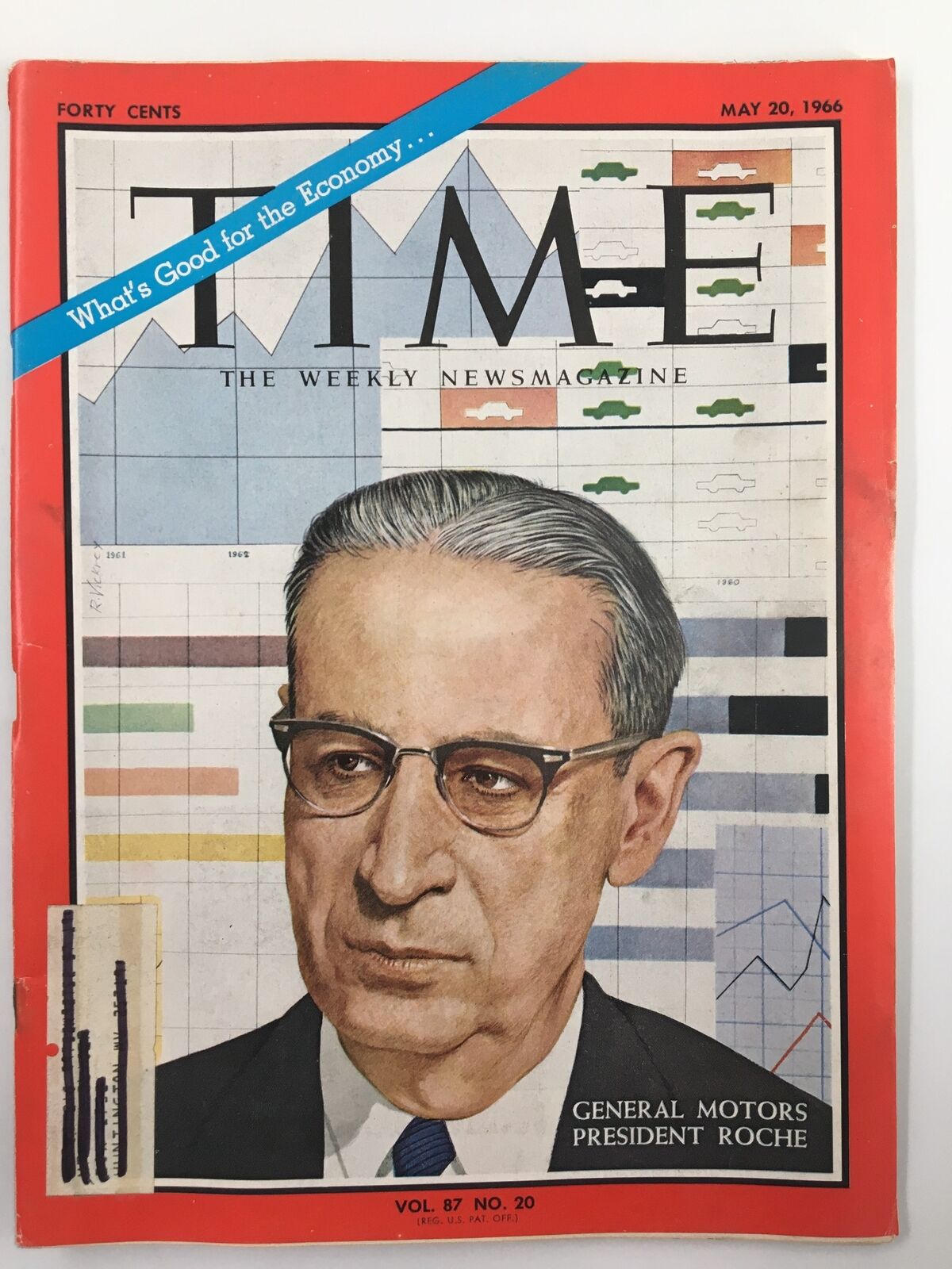 VTG Time Magazine May 20 1966 Vol 87 #20 General Motors President James Roche